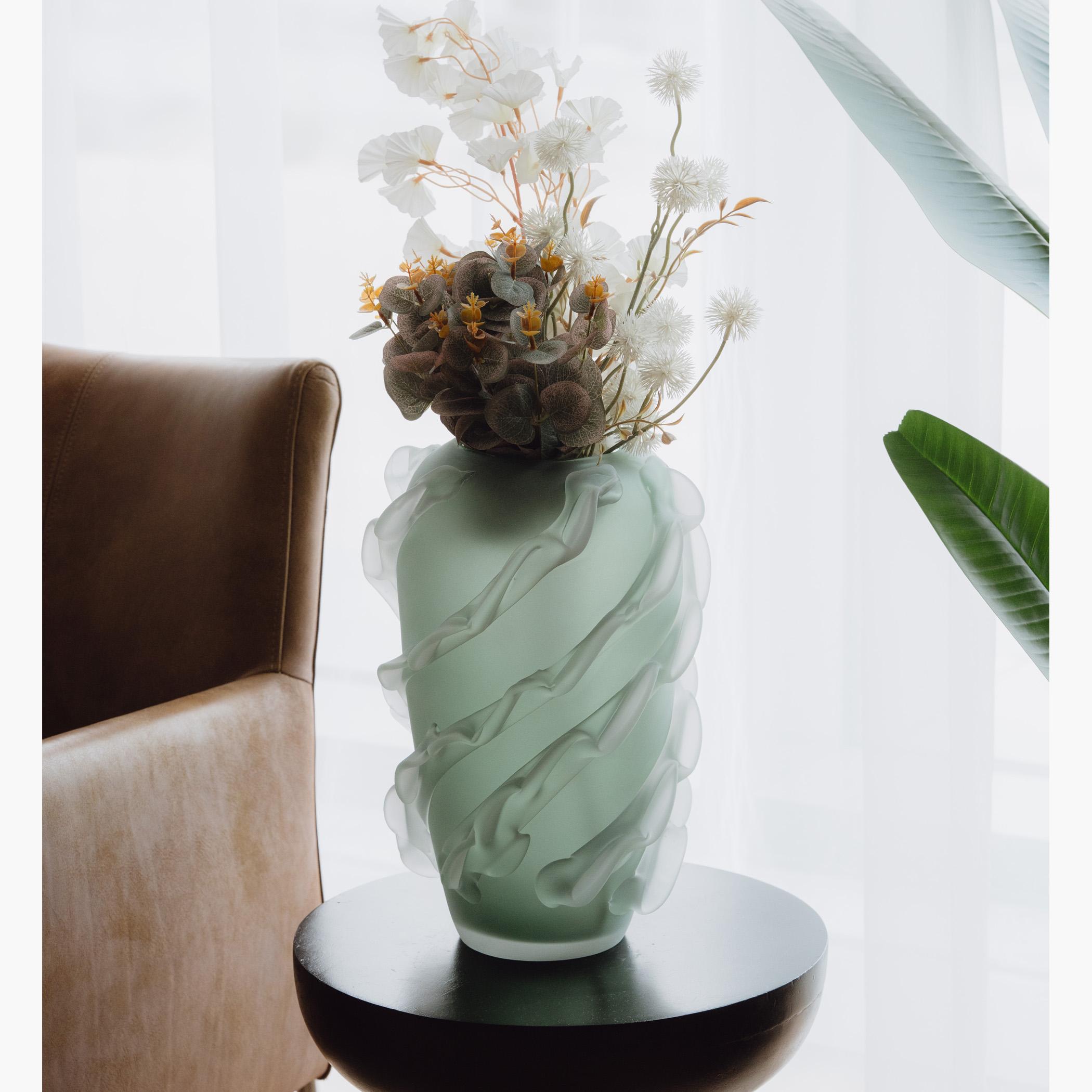 House of Serene Verde Glass Vase - 42 cm