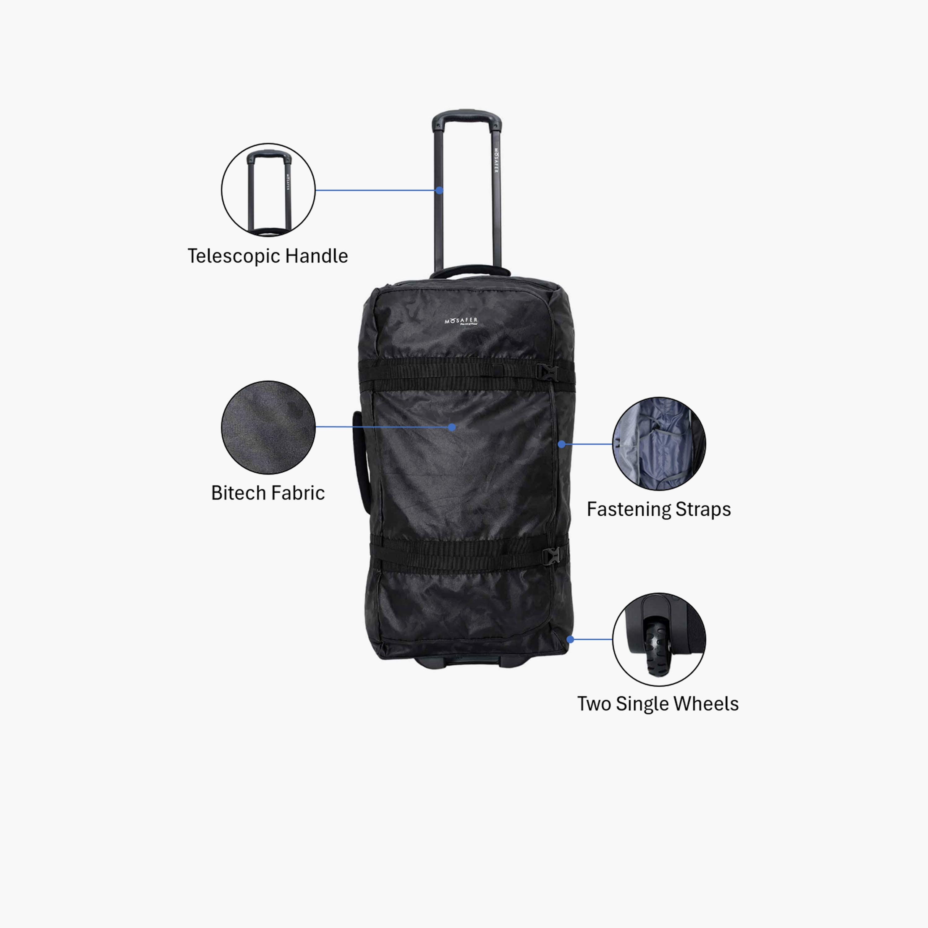 Mosafer Holiday Solid Duffle Bag with Zipper Closure | 78 X 35 X 24 CM-travel-luggagesandbags-dufflebags-image-3