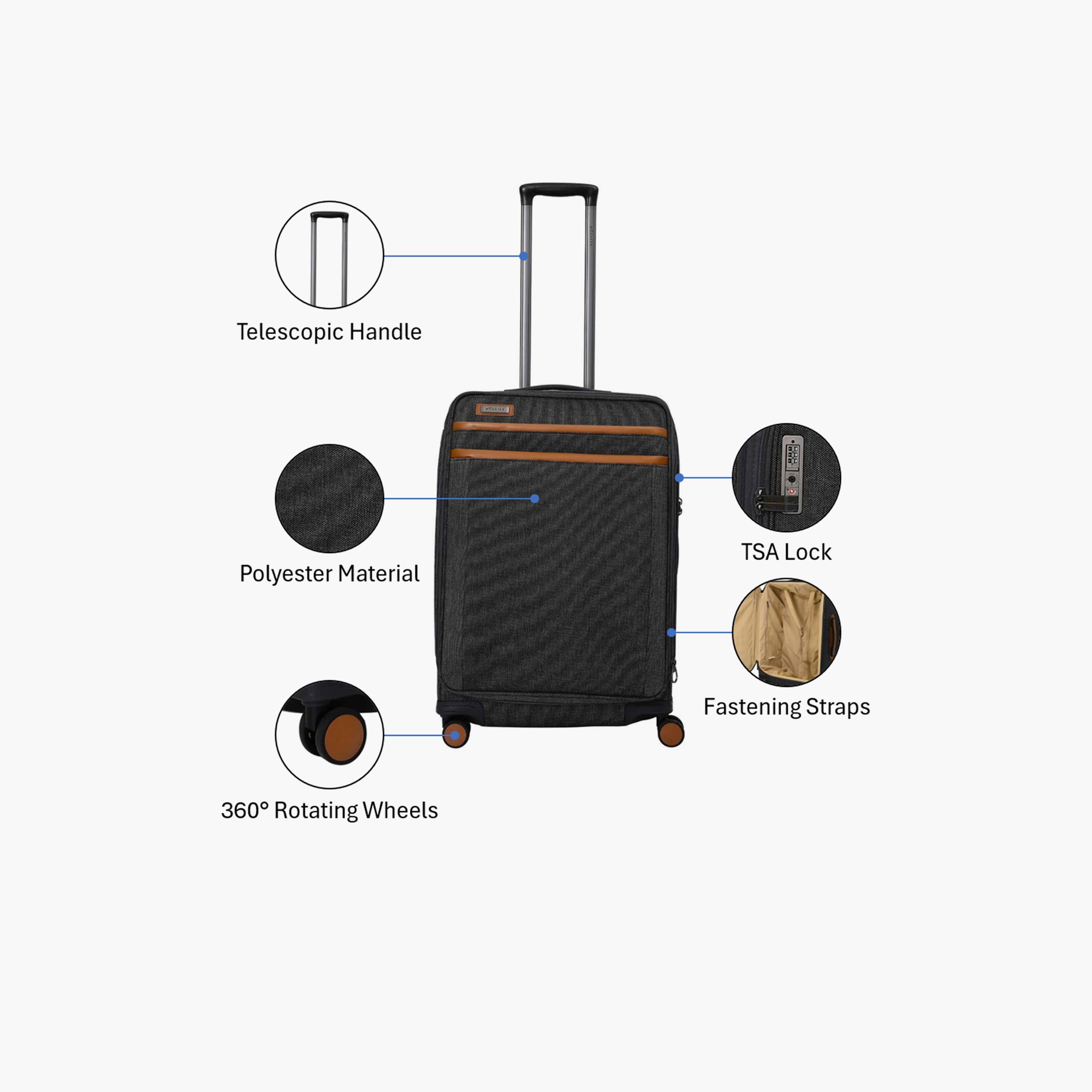 Mosafer Legacy 69 CM Medium Check-in Polyester Soft Sided 4-Wheeler Spinner Trolley Bag with TSA Lock-travel-luggagesandbags-luggage-image-3