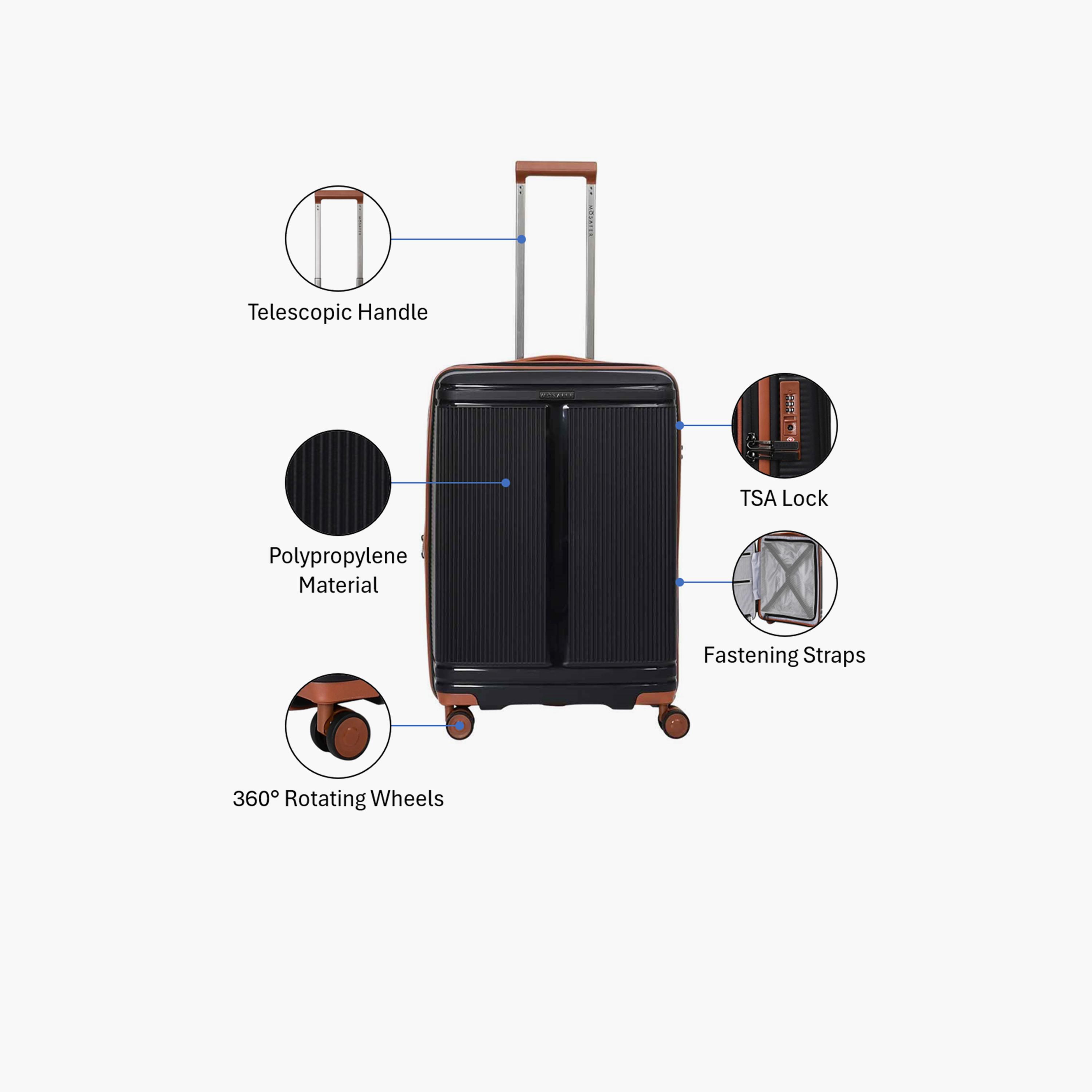 Mosafer Noble 67 CM Medium Check-in Polypropylene Hard Sided 4-Wheeler Spinner Trolley Bag with TSA Lock-travel-luggagesandbags-luggage-image-3