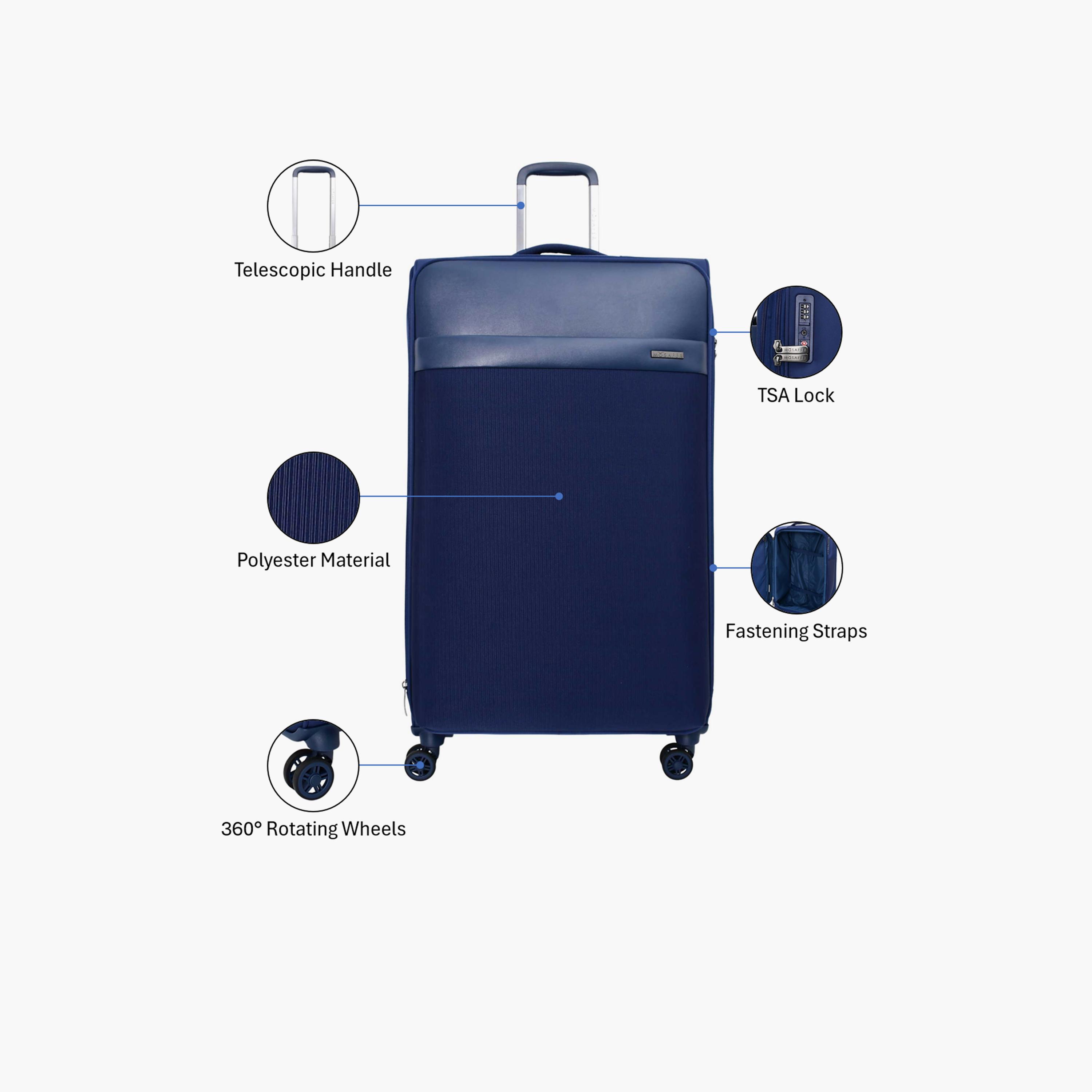 Mosafer Softlite 76 CM Large Check-in Polyester Soft Sided 4-Wheeler Spinner Trolley Bag with TSA Lock-travel-luggagesandbags-luggage-image-3