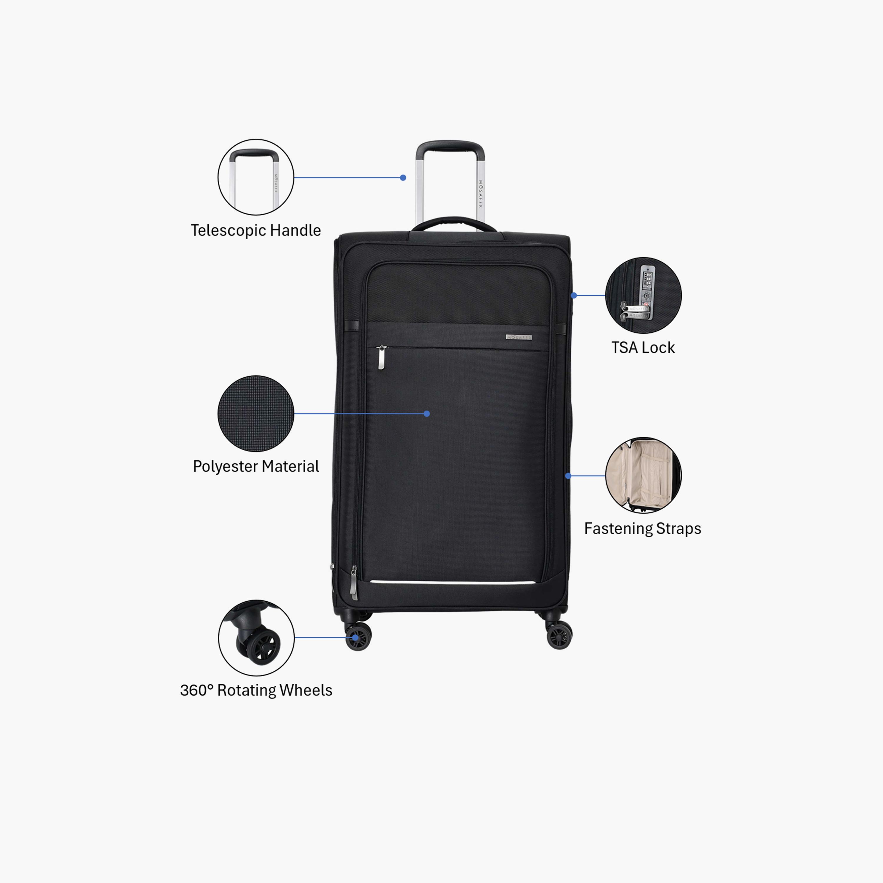 Mosafer Desire II 76 CM Large Check-in Polyester Soft Sided 4-Wheeler Spinner Trolley Bag with TSA Lock-travel-luggagesandbags-luggage-image-3
