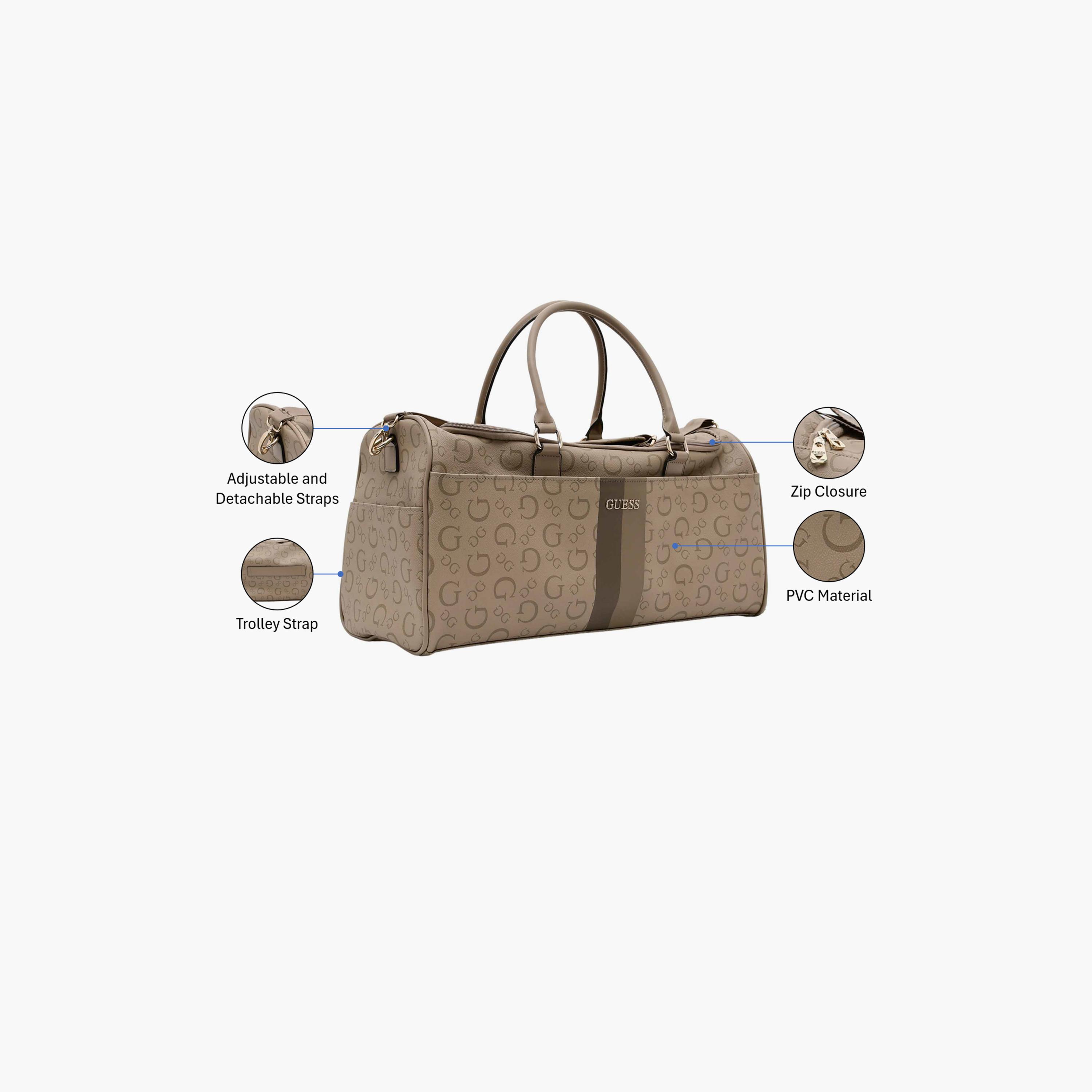 غيس - شنطة سفر ويستر مطبوعة بمقبضين وسحاب إغلاق وحزام قابل للفصل | 53 × 29 × 25 سم-travel-luggagesandbags-dufflebags-image-2