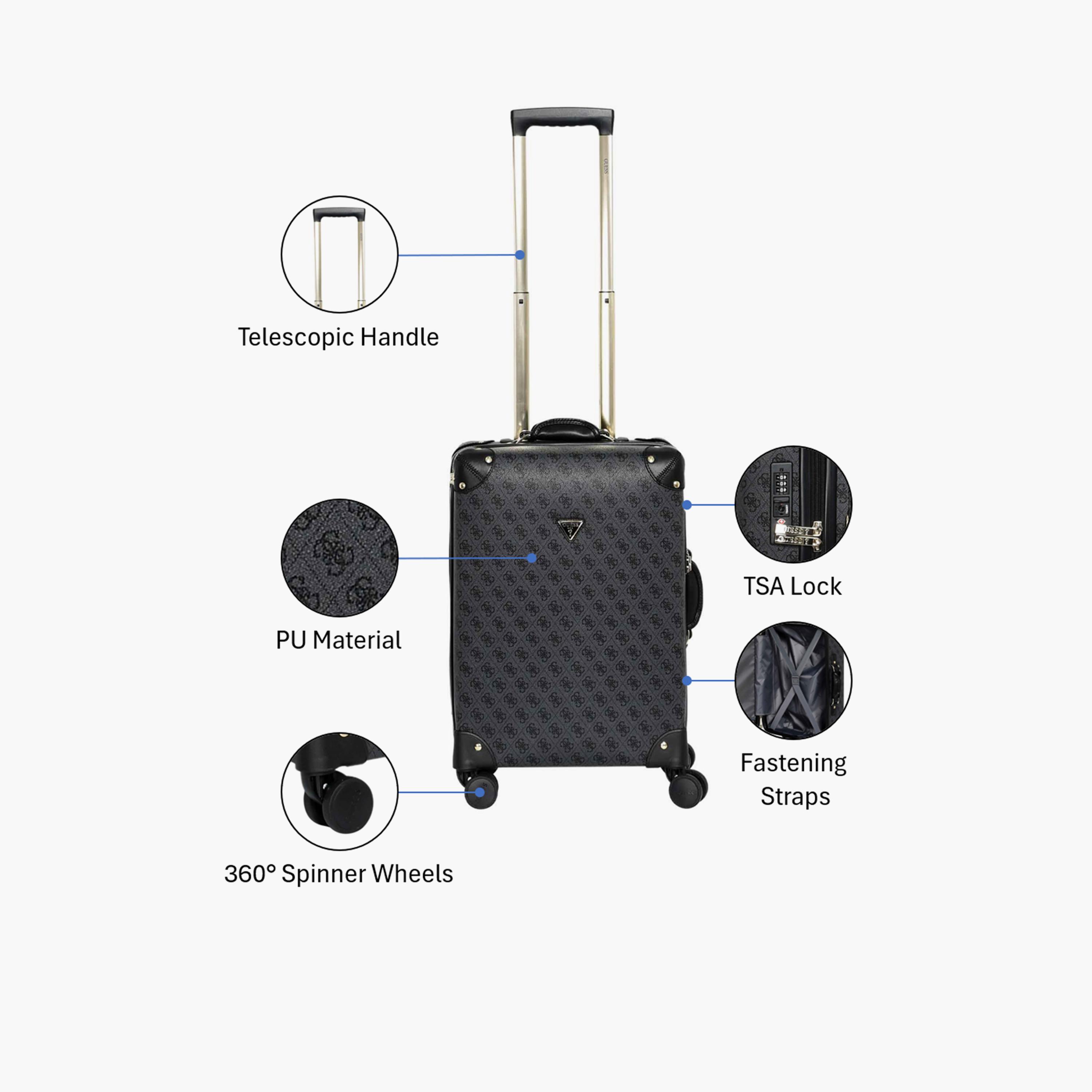 Guess Latona 53 CM Small Cabin PU Hard Sided 4-Wheeler Spinner Trolley Bag with TSA Lock-travel-luggagesandbags-luggage-image-3