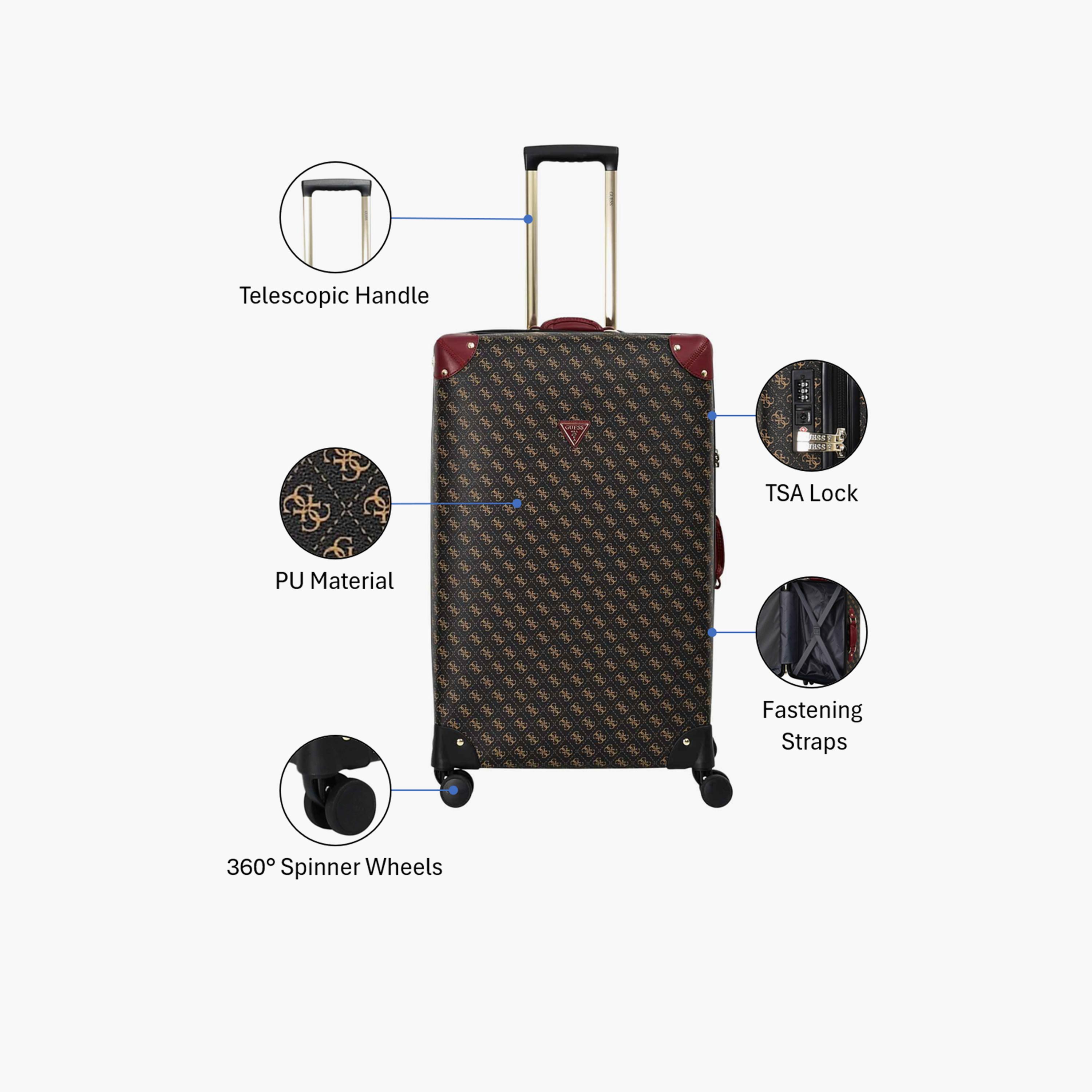 Guess Latona 75 CM Large Check-in PU Hard Sided 4-Wheeler Spinner Trolley Bag with TSA Lock-travel-luggagesandbags-luggage-image-3