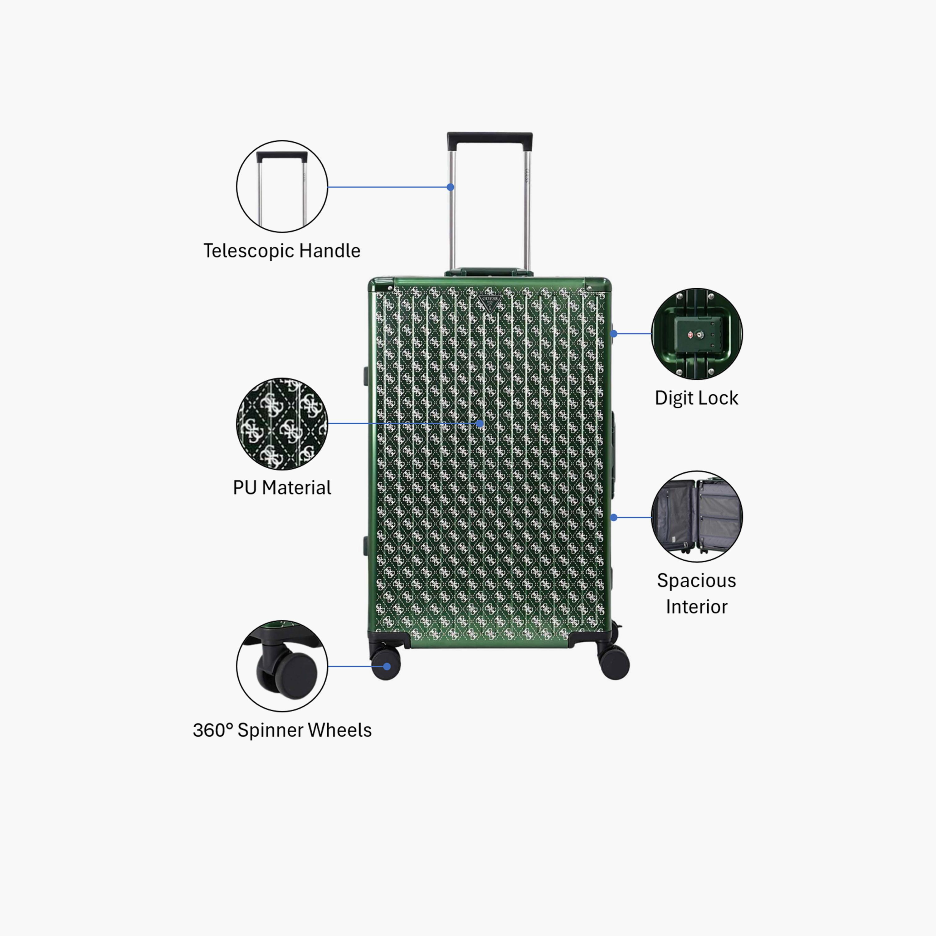 Guess Trunkshow 77 CM Large Check-in PU Hard Sided 4-Wheeler Spinner Trolley Bag with TSA Lock-travel-luggagesandbags-luggage-image-3