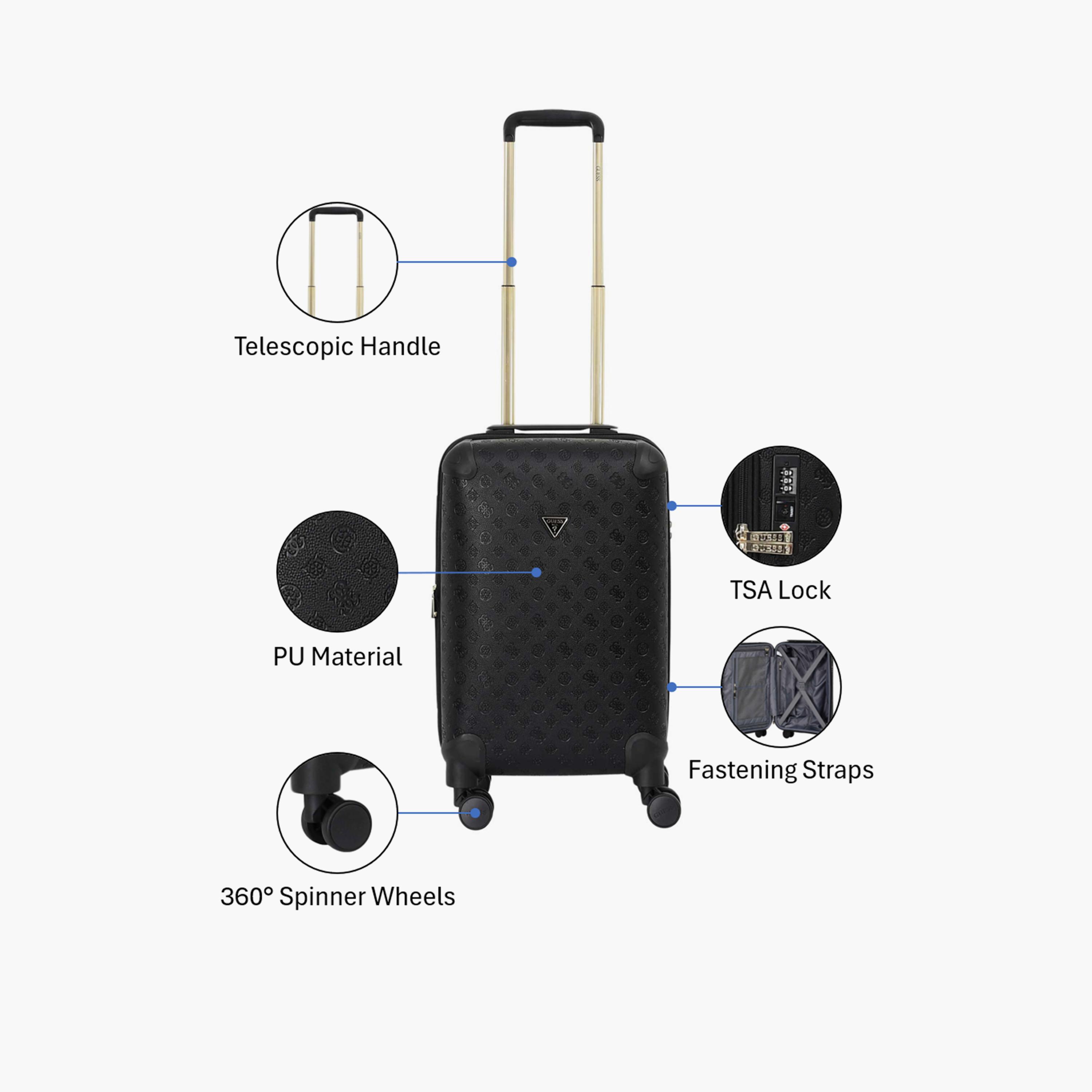 Guess Wilder 56 CM Small Cabin PU Hard Sided 4-Wheeler Spinner Trolley Bag with TSA Lock-travel-luggagesandbags-luggage-image-3