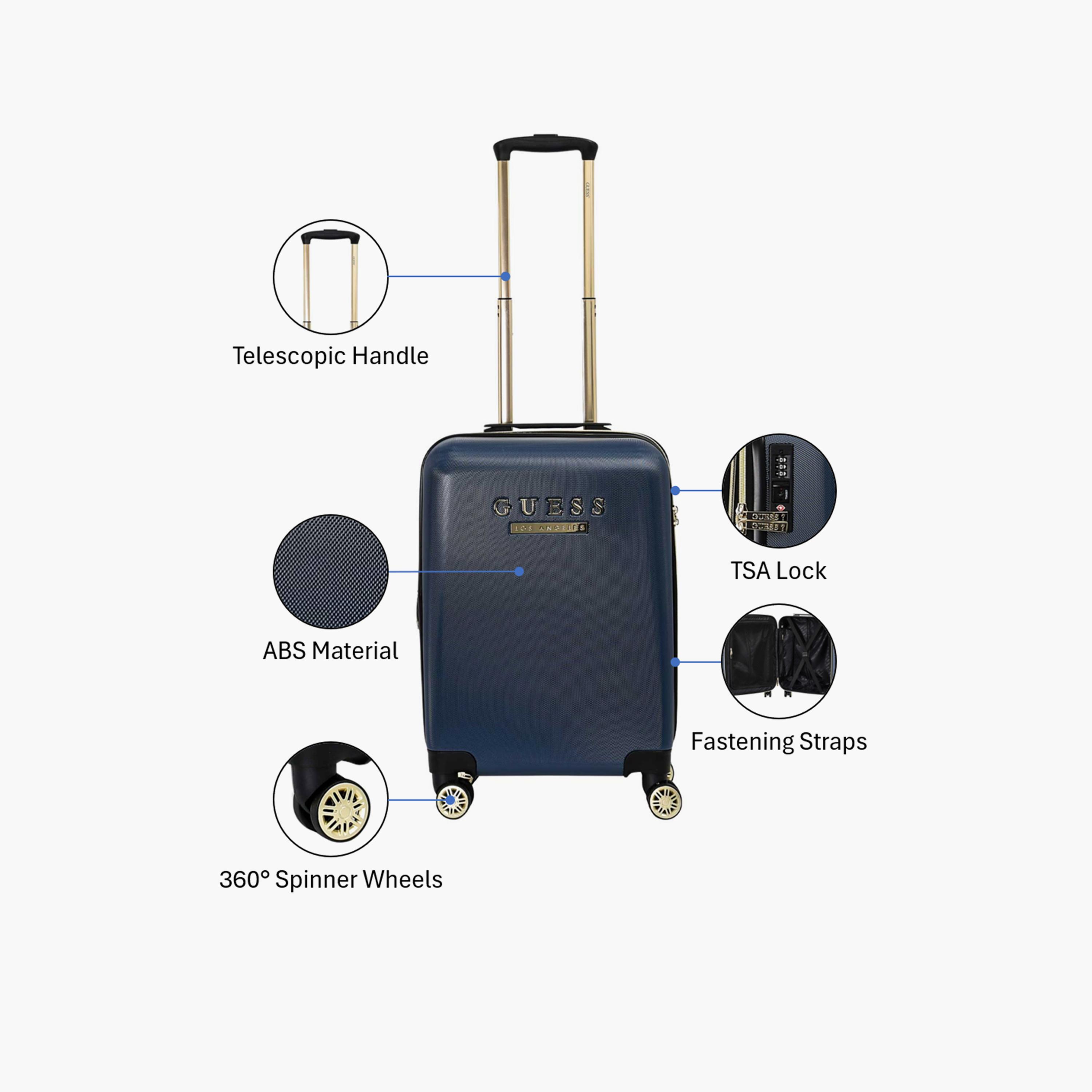 Guess Ludi 59 CM Small Cabin ABS Hard Sided 4-Wheeler Spinner Trolley Bag with TSA Lock-travel-luggagesandbags-luggage-image-3