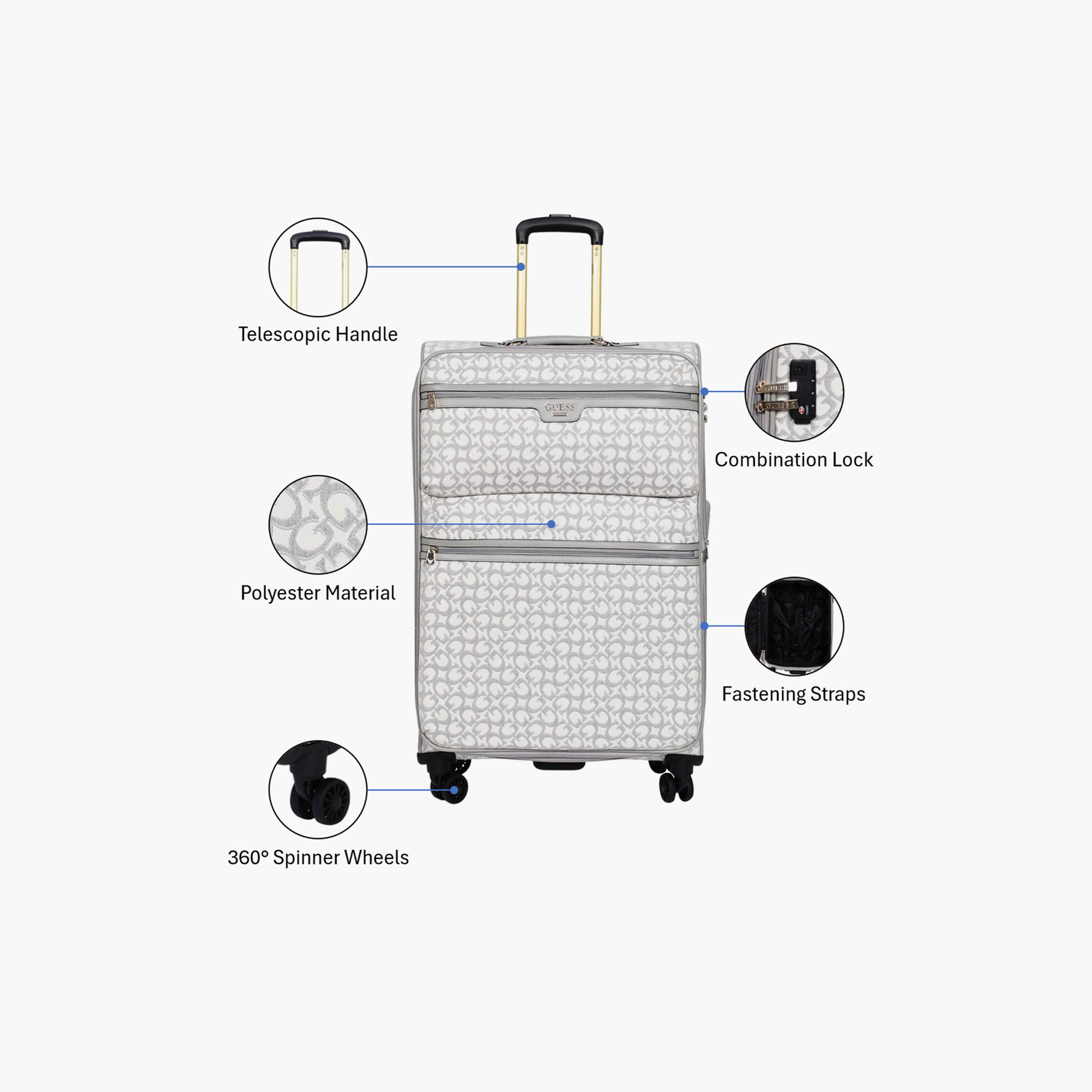 Guess Tracie 78 CM Large Check-in Polyester Soft Sided 4-Wheeler Spinner Trolley Bag with TSA Lock-travel-luggagesandbags-luggage-image-3