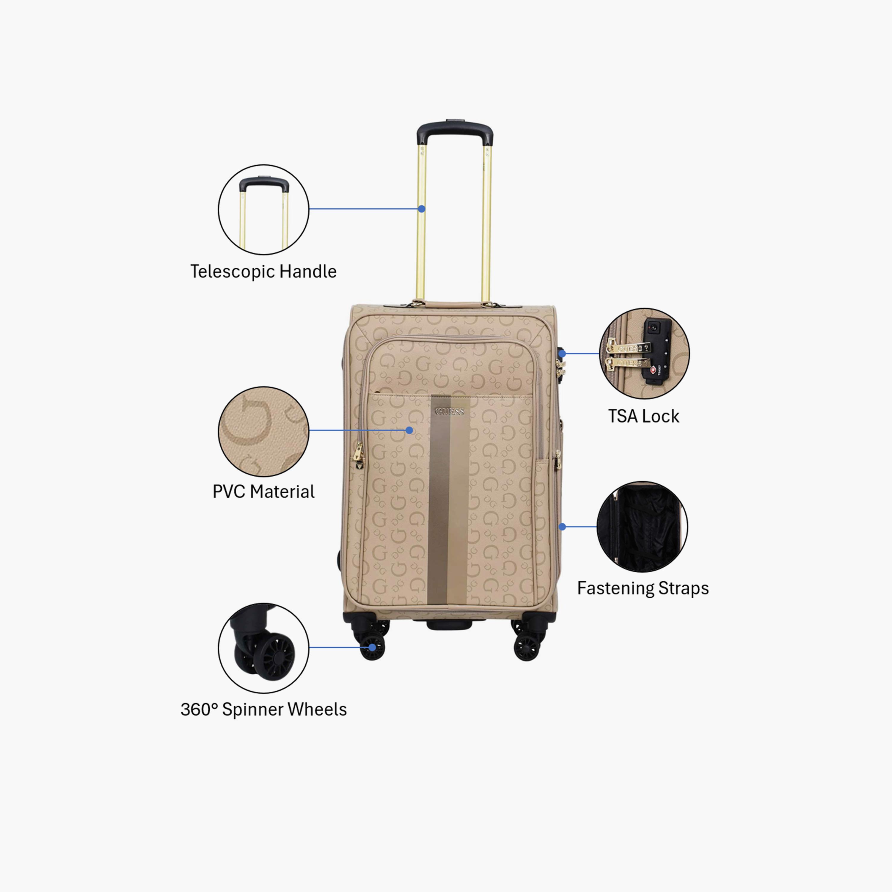 غيس - شنطة سفر ويستر حجم وسط 69 سم، بلاستيكية ناعمة الجوانب بأربع عجلات دوارة قفل TSA-travel-luggagesandbags-luggage-image-3