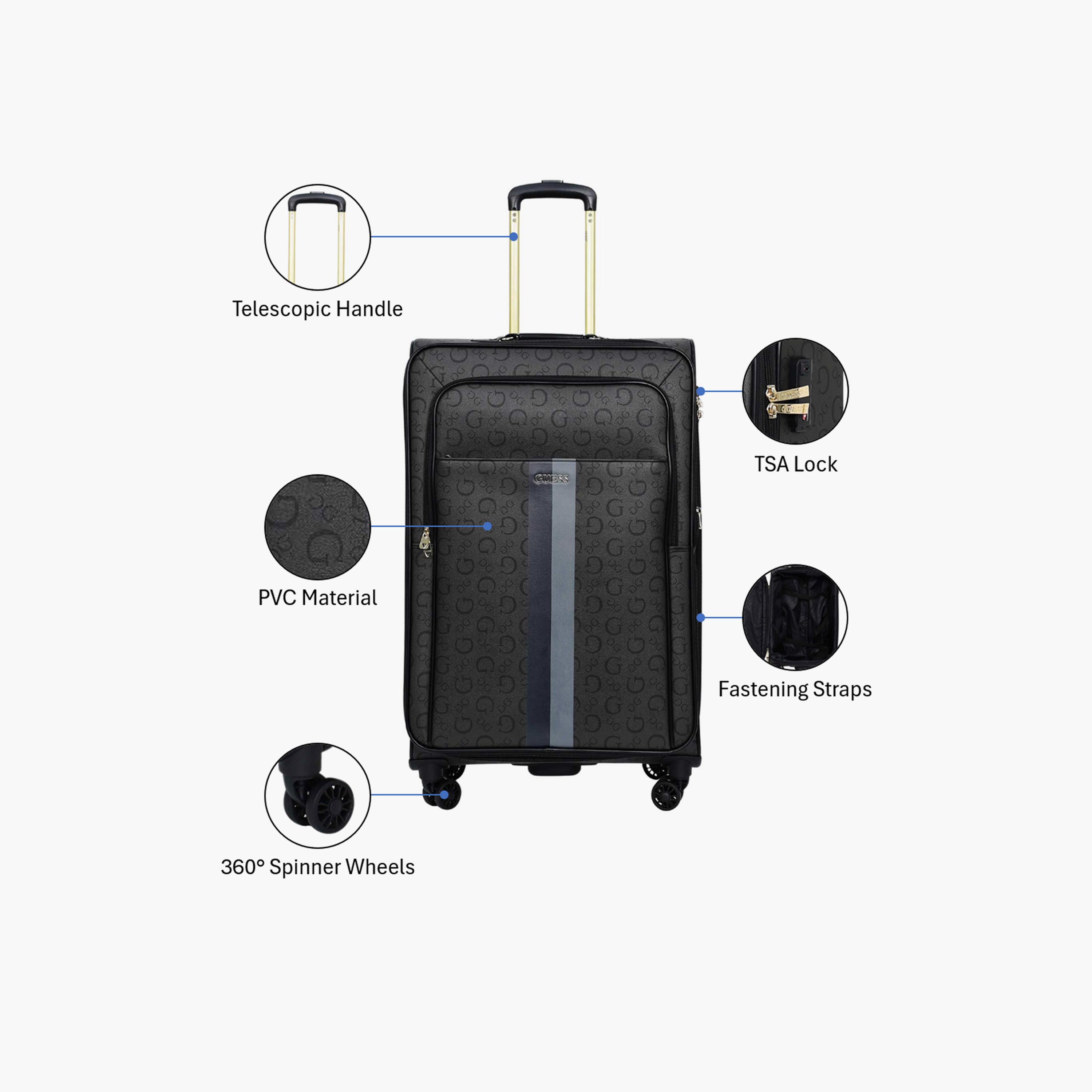 Guess Wester 78 CM Large Check-in Plastic Soft Sided 4-Wheeler Spinner Trolley Bag with TSA Lock-travel-luggagesandbags-luggage-image-12