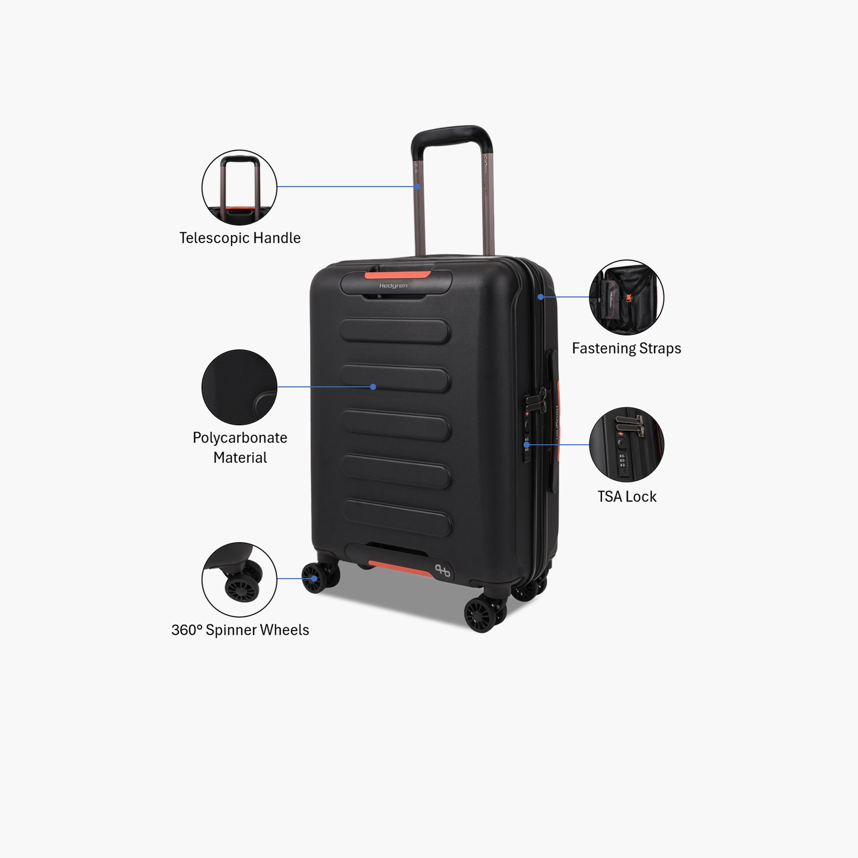 Hedgren Grip 55 CM Small Cabin Polycarbonate with ABS Hard Sided 4-Wheeler Spinner Trolley Bag with TSA Lock-travel-luggagesandbags-luggage-image-3