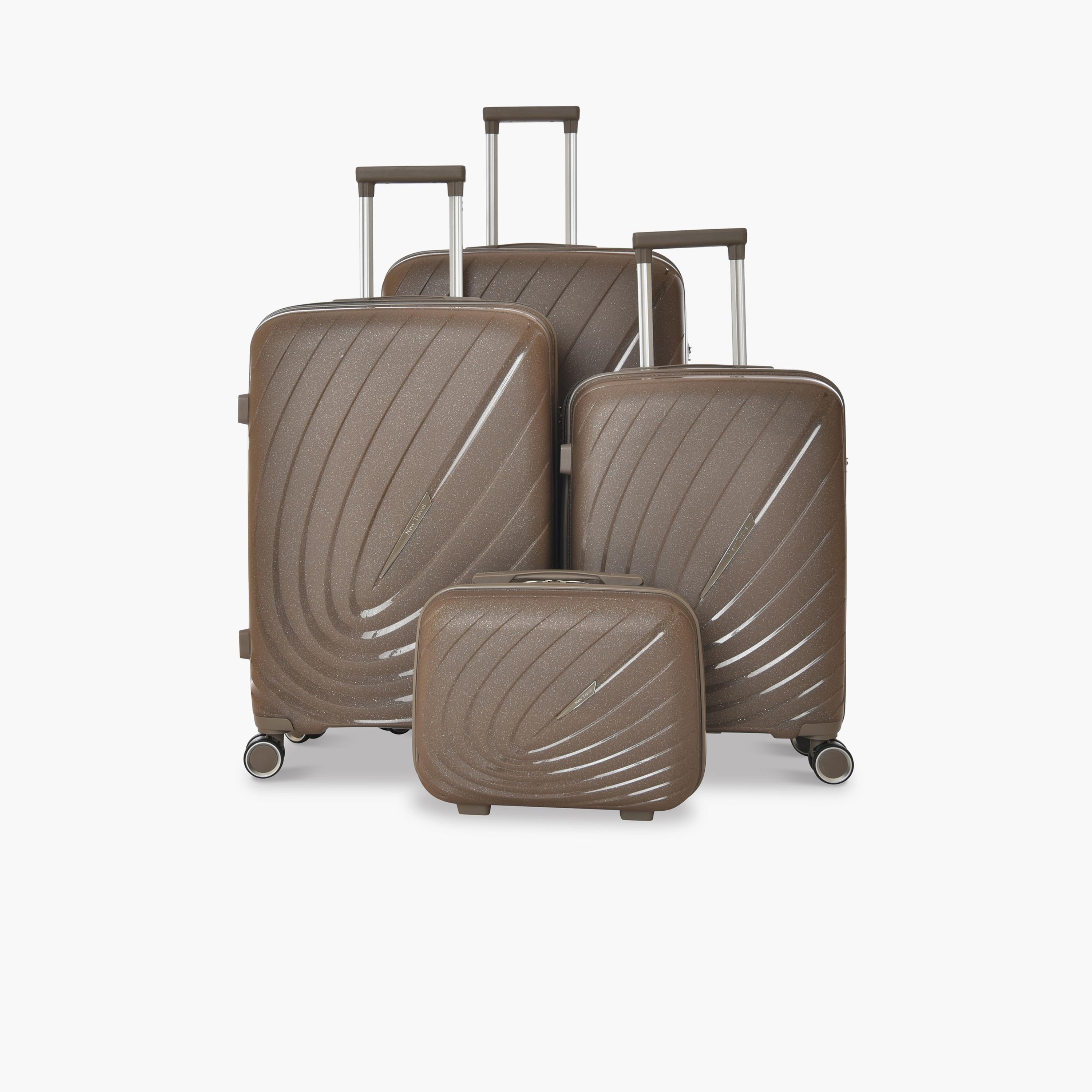 New Travel Set of 4 Polypropylene Hard-Sided 4-Wheeler Spinner Trolley Bags with Combination Lock-travel-luggagesandbags-luggage-image-1