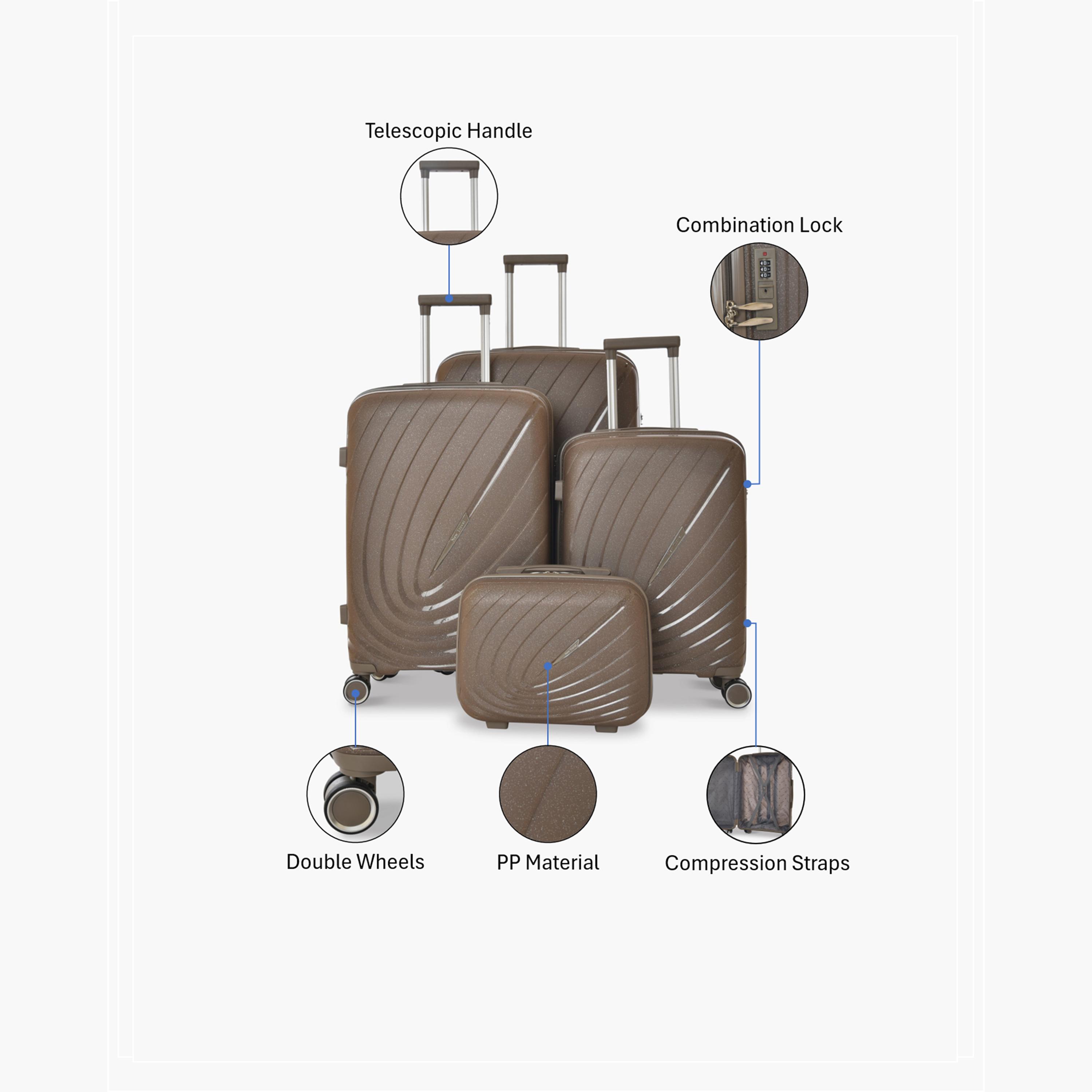 New Travel Set of 4 Polypropylene Hard-Sided 4-Wheeler Spinner Trolley Bags with Combination Lock-travel-luggagesandbags-luggage-image-2