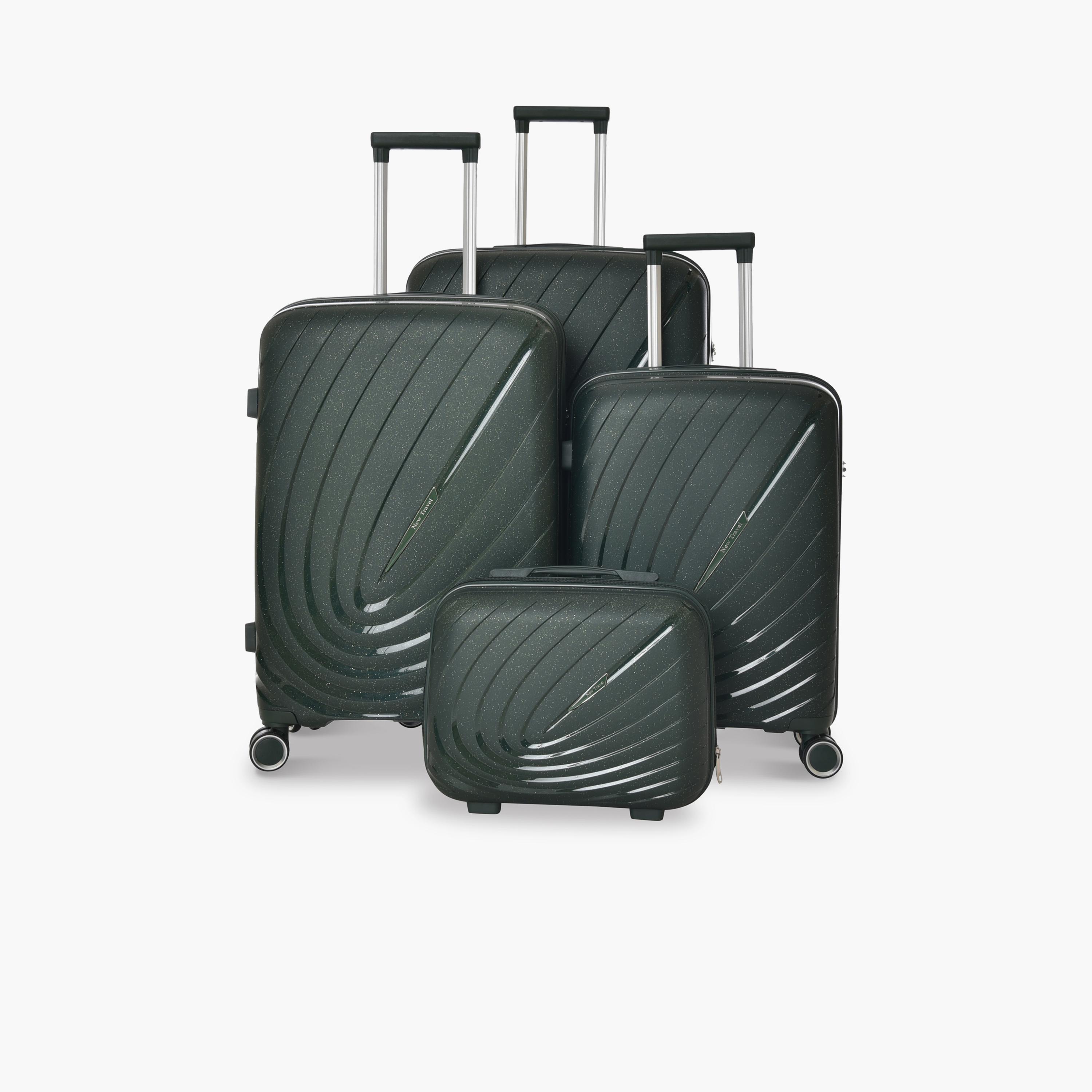 New Travel Set of 4 Polypropylene Hard-Sided 4-Wheeler Spinner Trolley Bags with Combination Lock-travel-luggagesandbags-luggage-image-1