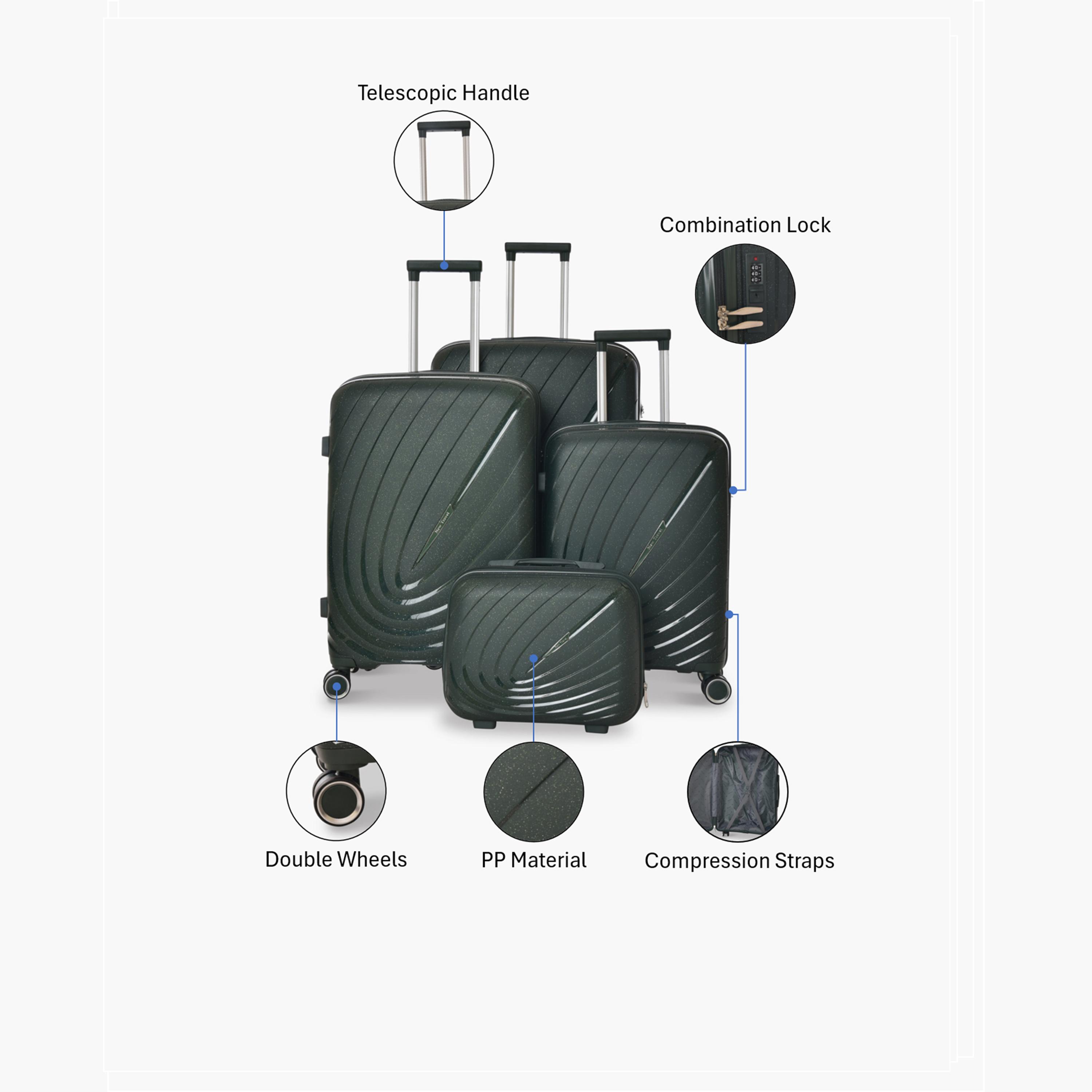 New Travel Set of 4 Polypropylene Hard-Sided 4-Wheeler Spinner Trolley Bags with Combination Lock-travel-luggagesandbags-luggage-image-2