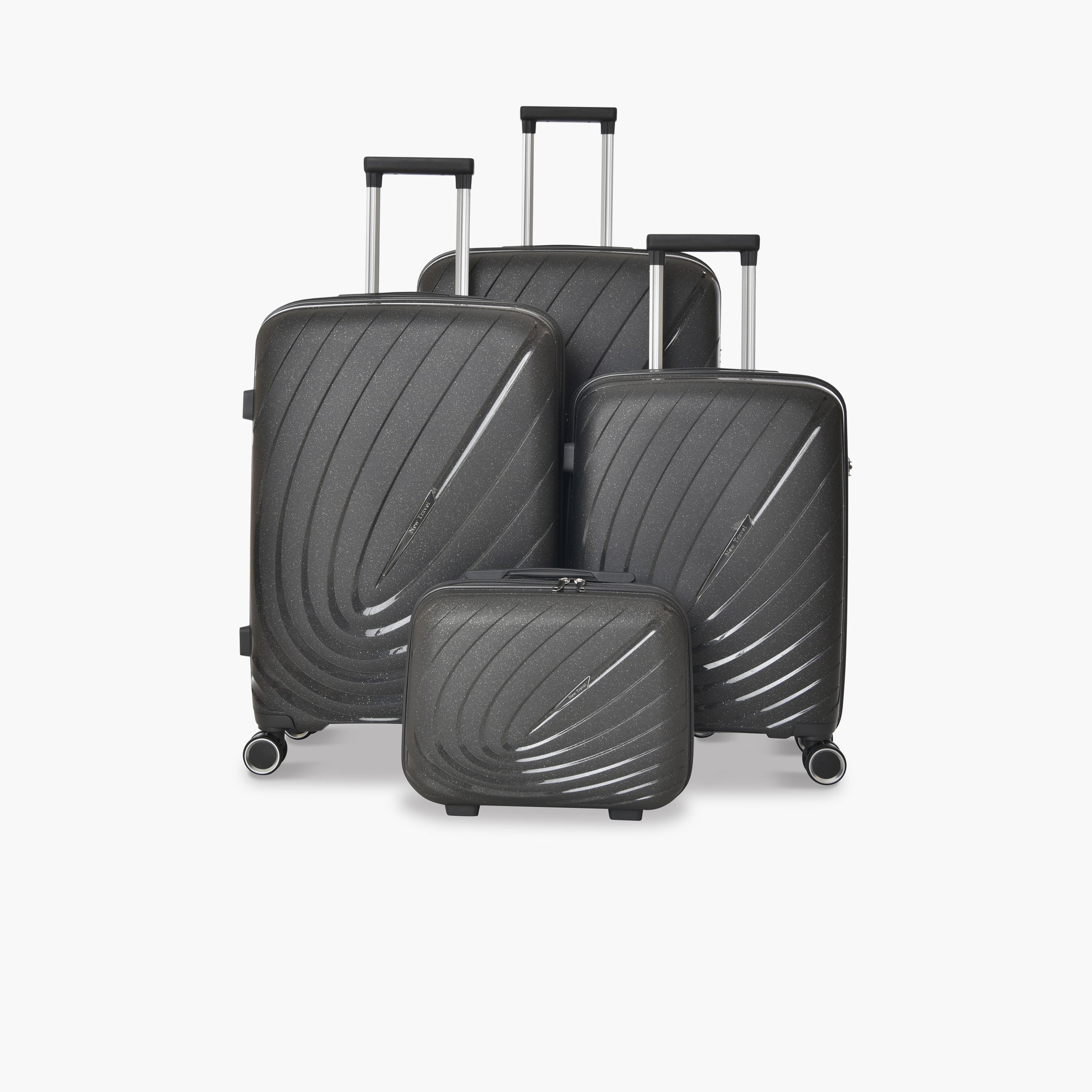 New Travel Set of 4 Polypropylene Hard-Sided 4-Wheeler Spinner Trolley Bags with Combination Lock-travel-luggagesandbags-luggage-image-1