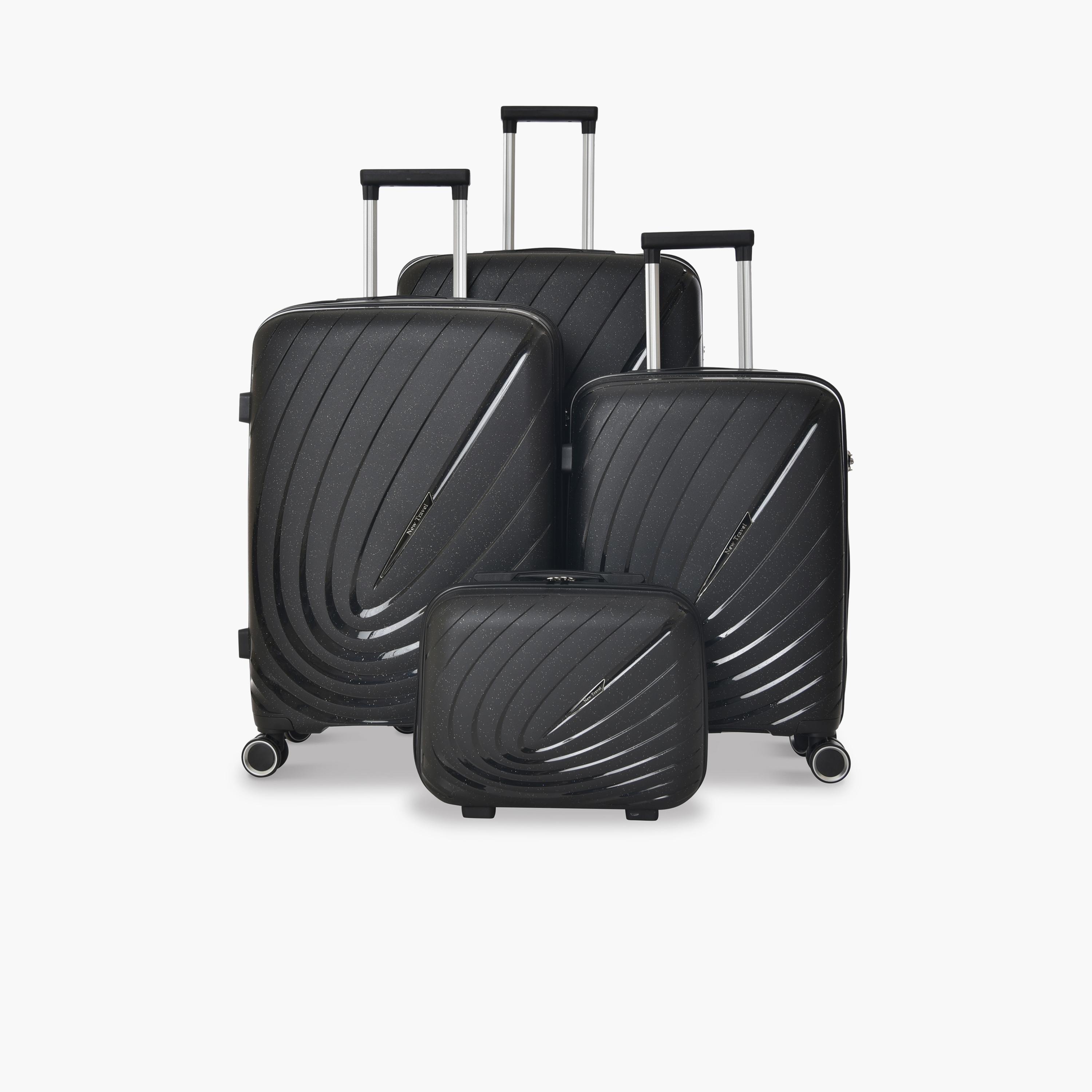 New Travel Set of 4 Polypropylene Hard-Sided 4-Wheeler Spinner Trolley Bags with Combination Lock-travel-luggagesandbags-luggage-image-1
