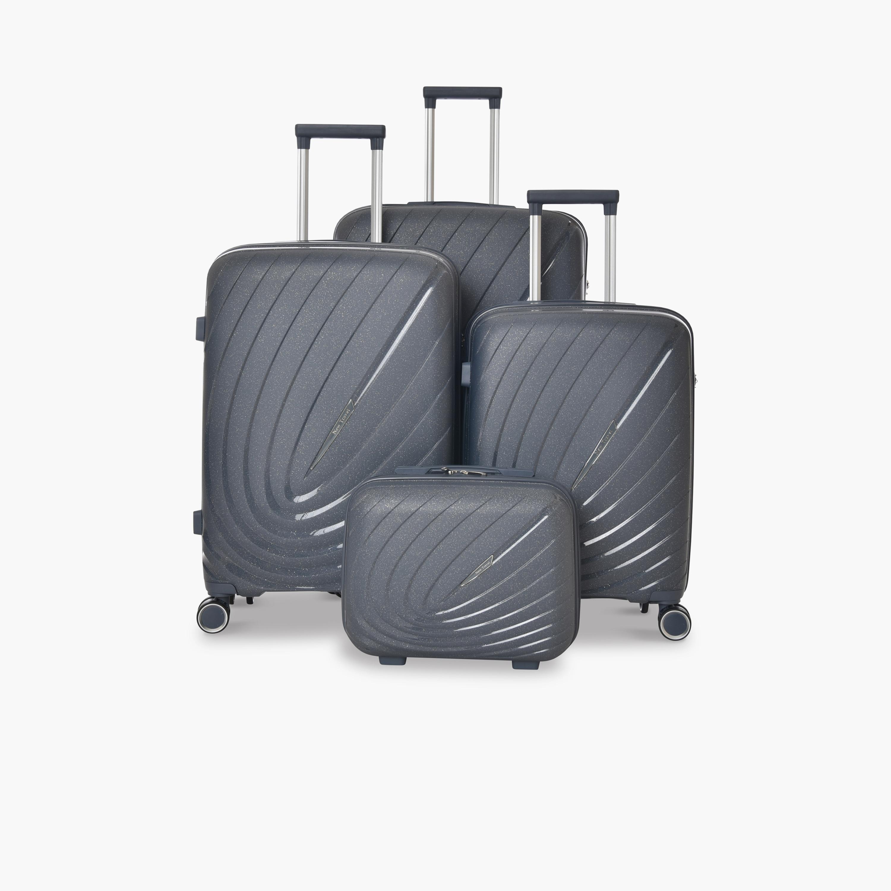 New Travel Set of 4 Polypropylene Hard-Sided 4-Wheeler Spinner Trolley Bags with Combination Lock-travel-luggagesandbags-luggage-image-1