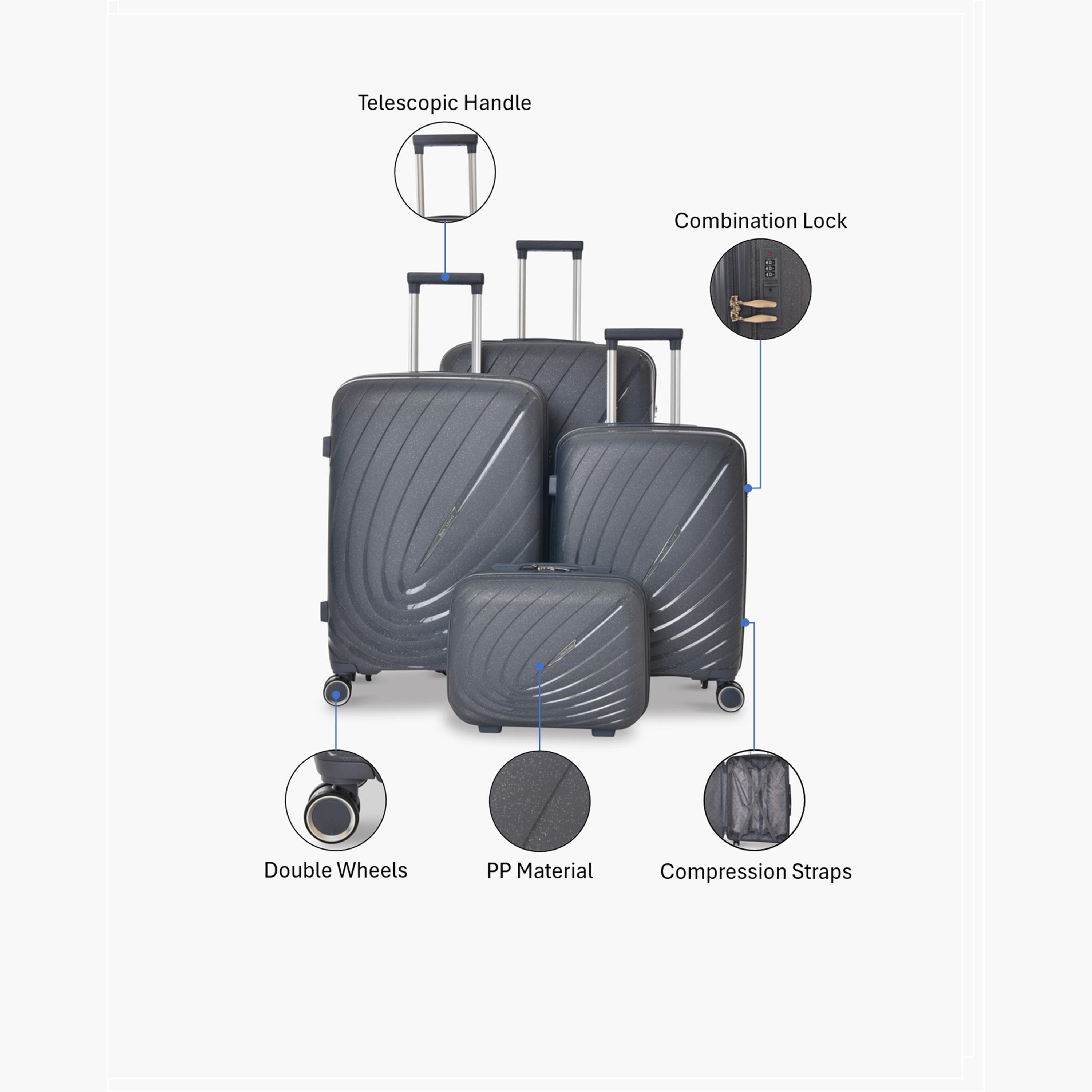 New Travel Set of 4 Polypropylene Hard-Sided 4-Wheeler Spinner Trolley Bags with Combination Lock-travel-luggagesandbags-luggage-image-2