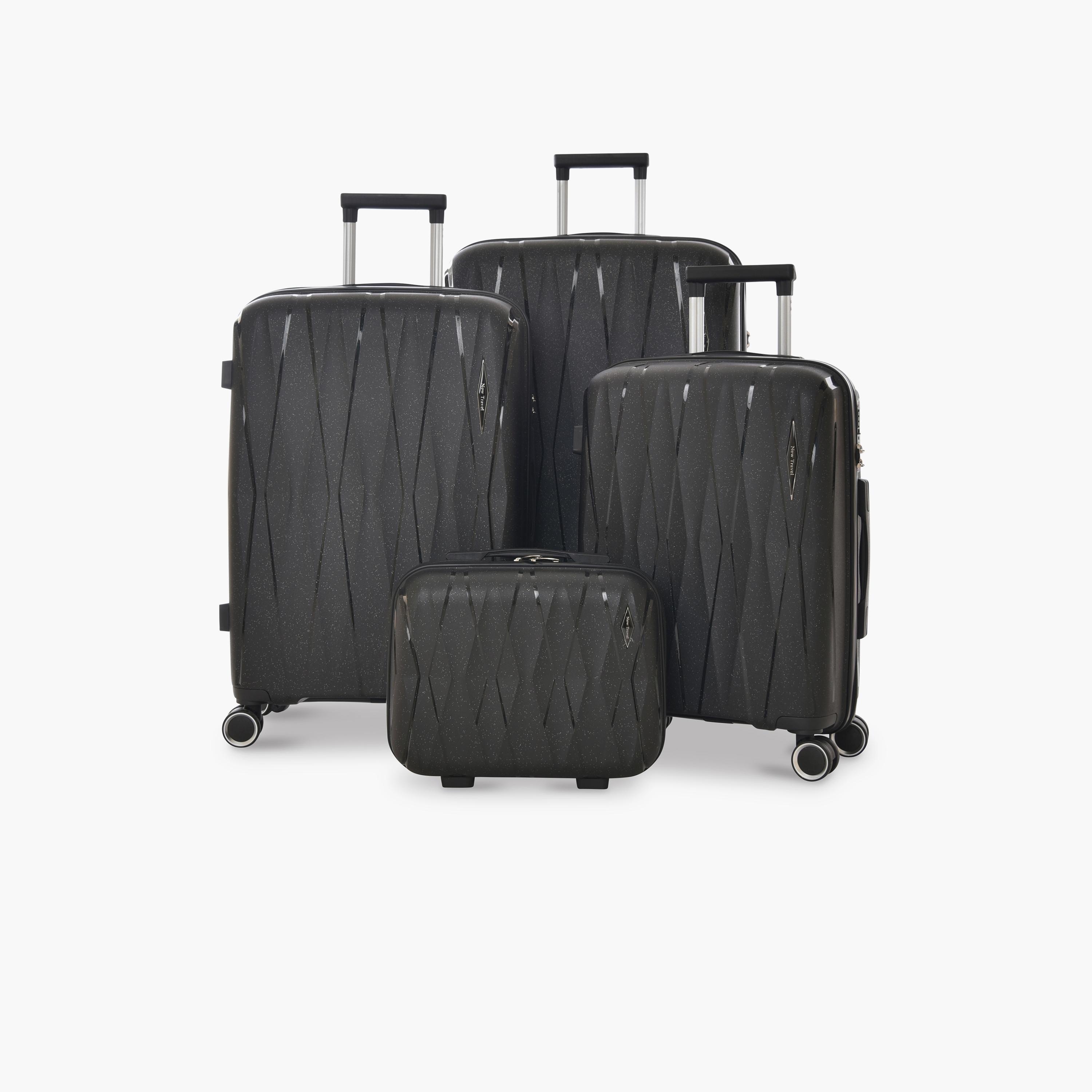 New Travel Set of 4 Polypropylene Hard-Sided 4-Wheeler Spinner Trolley Bags with Combination Lock-travel-luggagesandbags-luggage-image-1