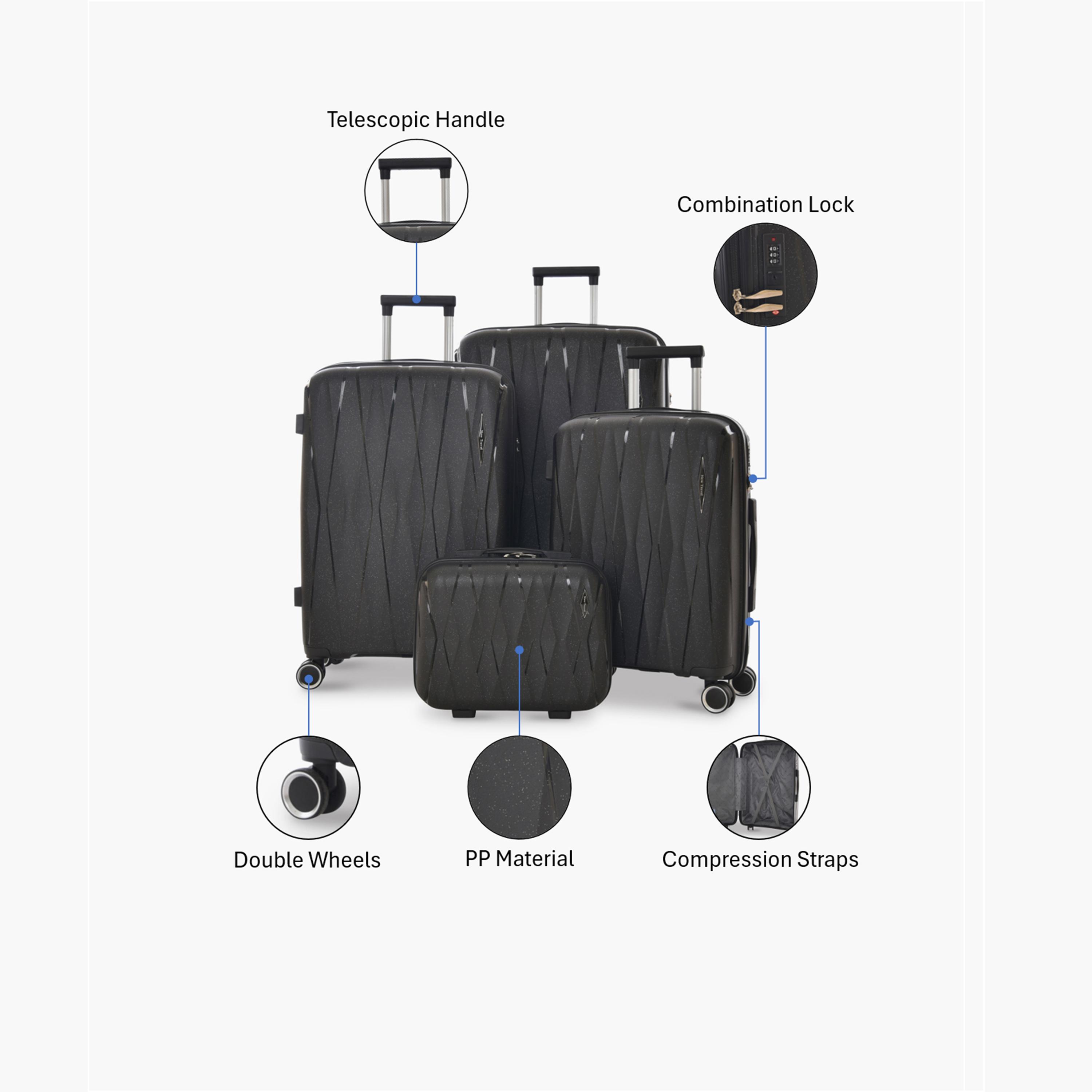 New Travel Set of 4 Polypropylene Hard-Sided 4-Wheeler Spinner Trolley Bags with Combination Lock-travel-luggagesandbags-luggage-image-2
