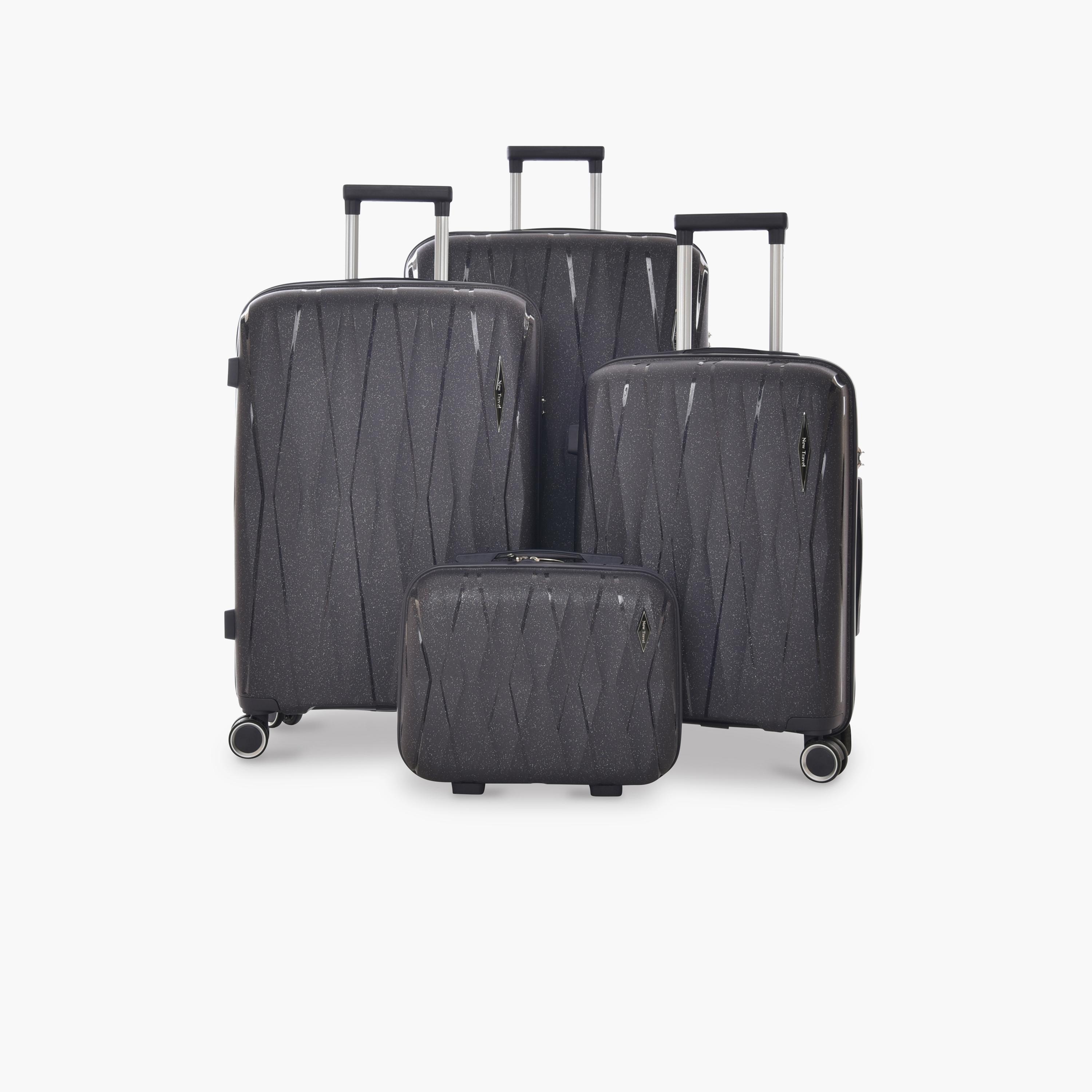 New Travel Set of 4 Polypropylene Hard-Sided 4-Wheeler Spinner Trolley Bags with Combination Lock-travel-luggagesandbags-luggage-image-1