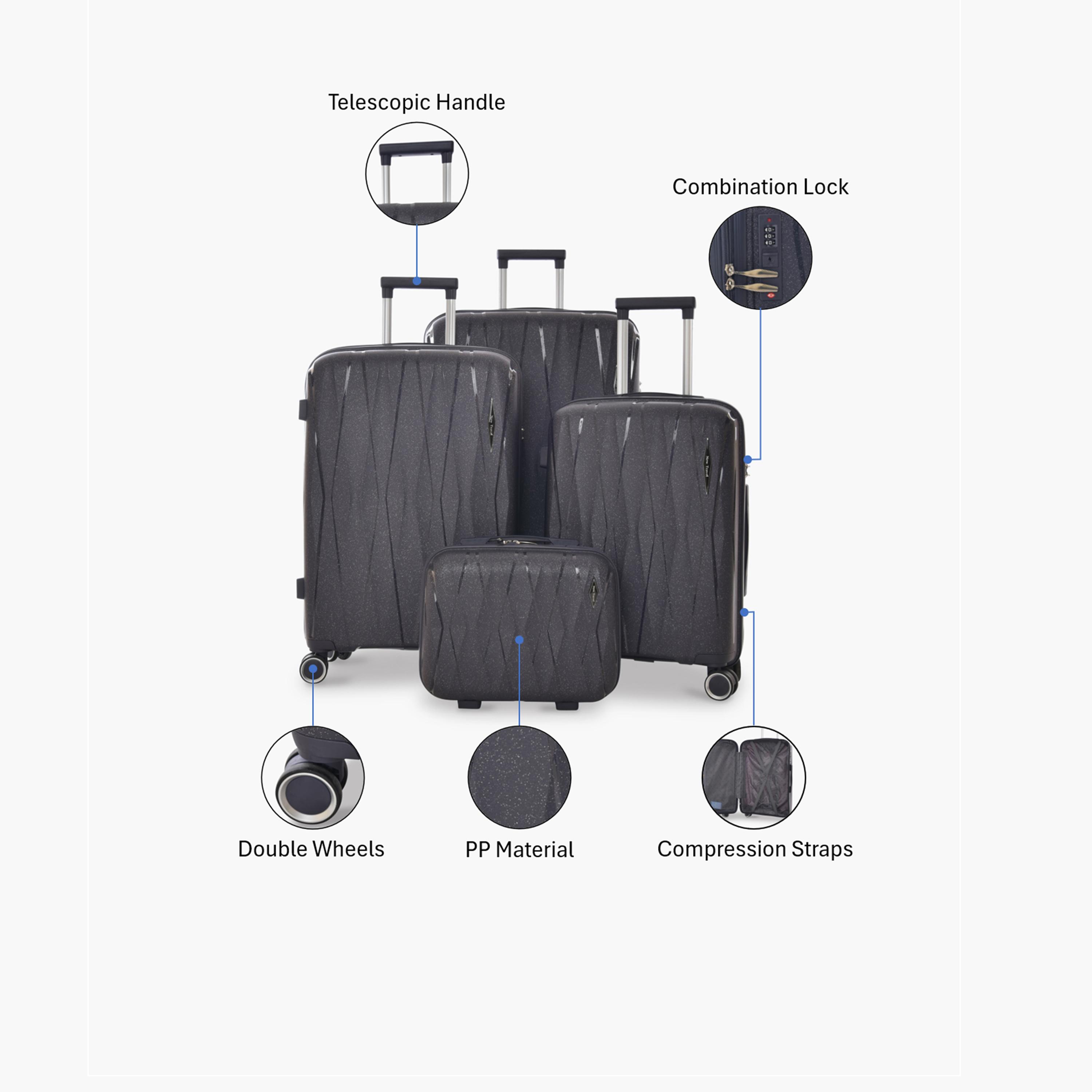 New Travel Set of 4 Polypropylene Hard-Sided 4-Wheeler Spinner Trolley Bags with Combination Lock-travel-luggagesandbags-luggage-image-2