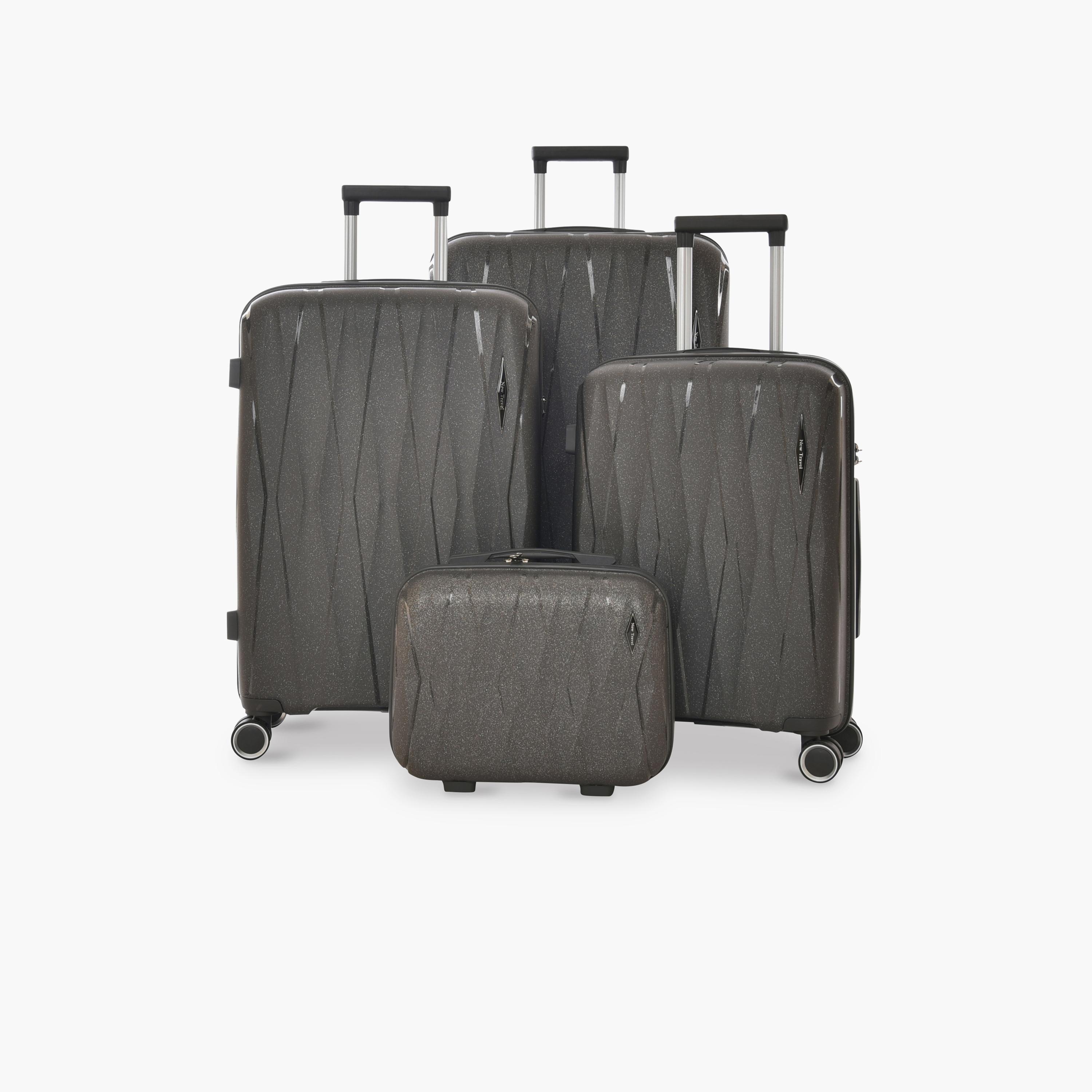 New Travel Set of 4 Polypropylene Hard-Sided 4-Wheeler Spinner Trolley Bags with Combination Lock-travel-luggagesandbags-luggage-image-1