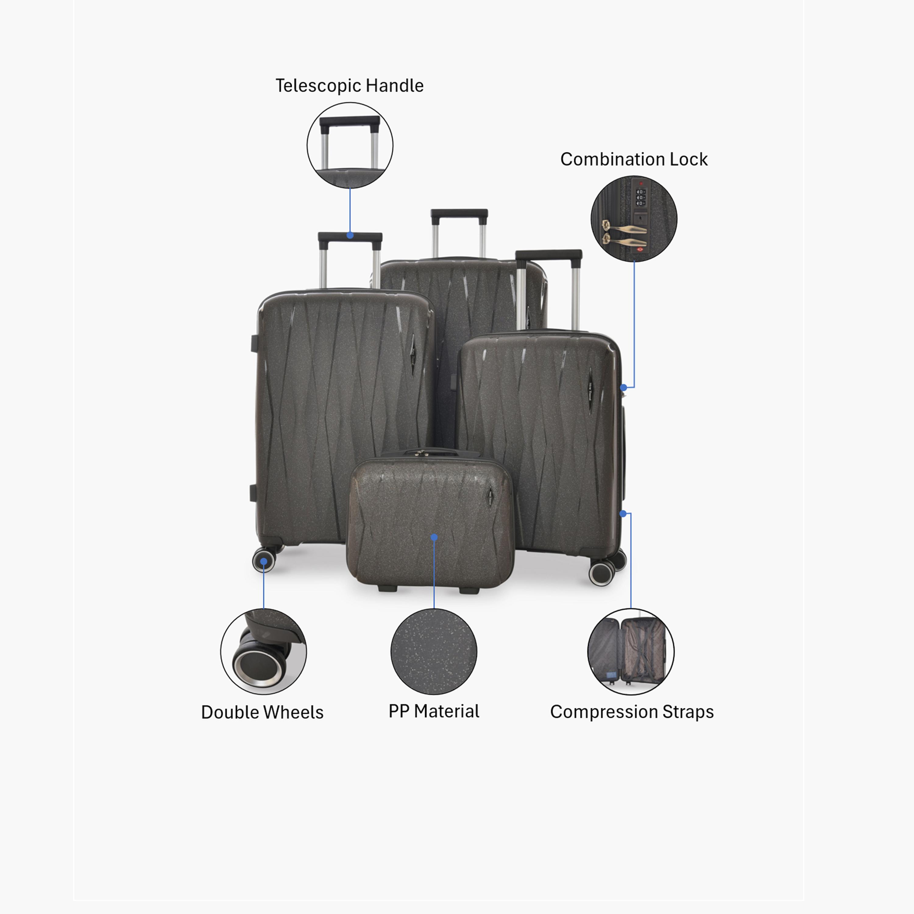 New Travel Set of 4 Polypropylene Hard-Sided 4-Wheeler Spinner Trolley Bags with Combination Lock-travel-luggagesandbags-luggage-image-2