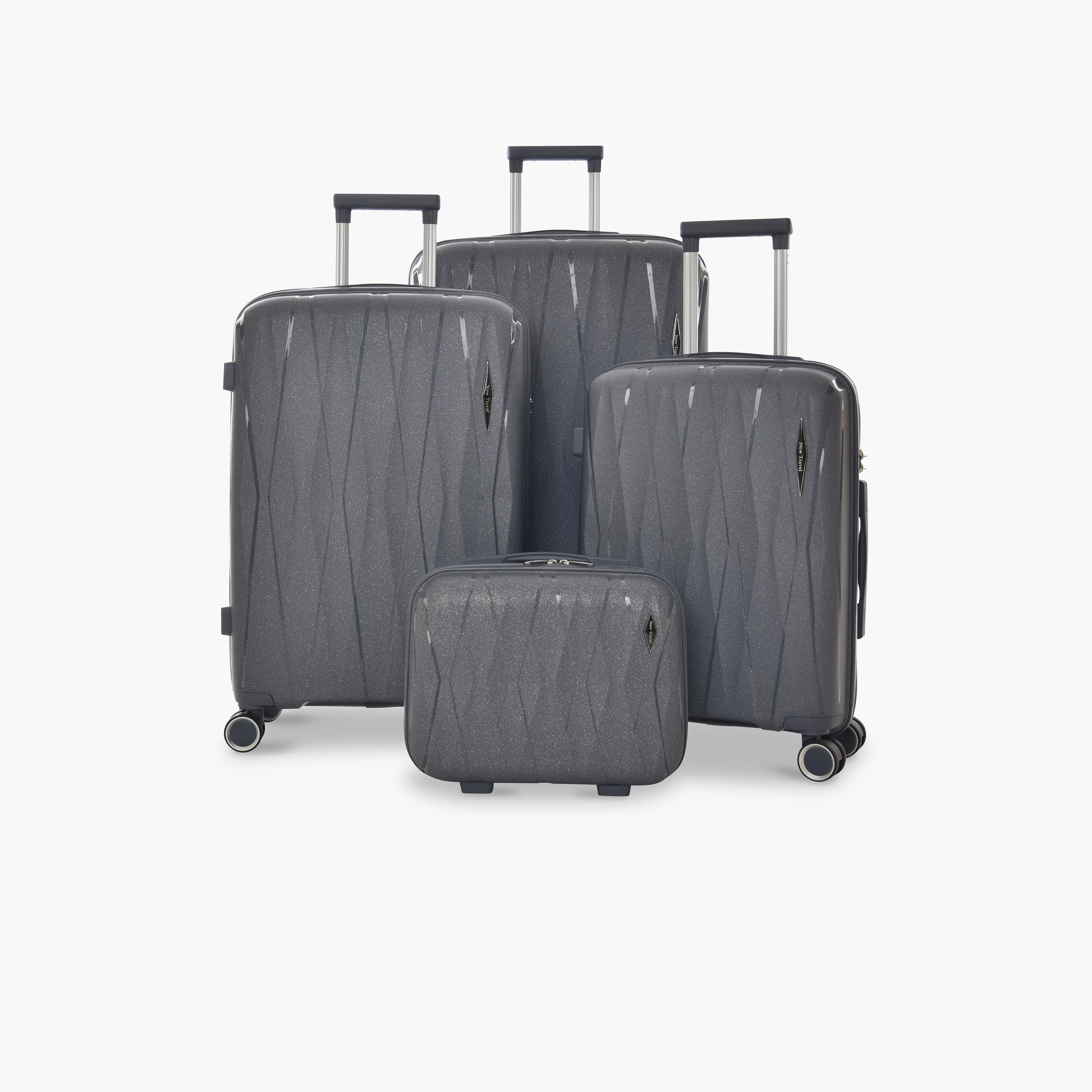 New Travel Set of 4 Polypropylene Hard-Sided 4-Wheeler Spinner Trolley Bags with Combination Lock-travel-luggagesandbags-luggage-image-1