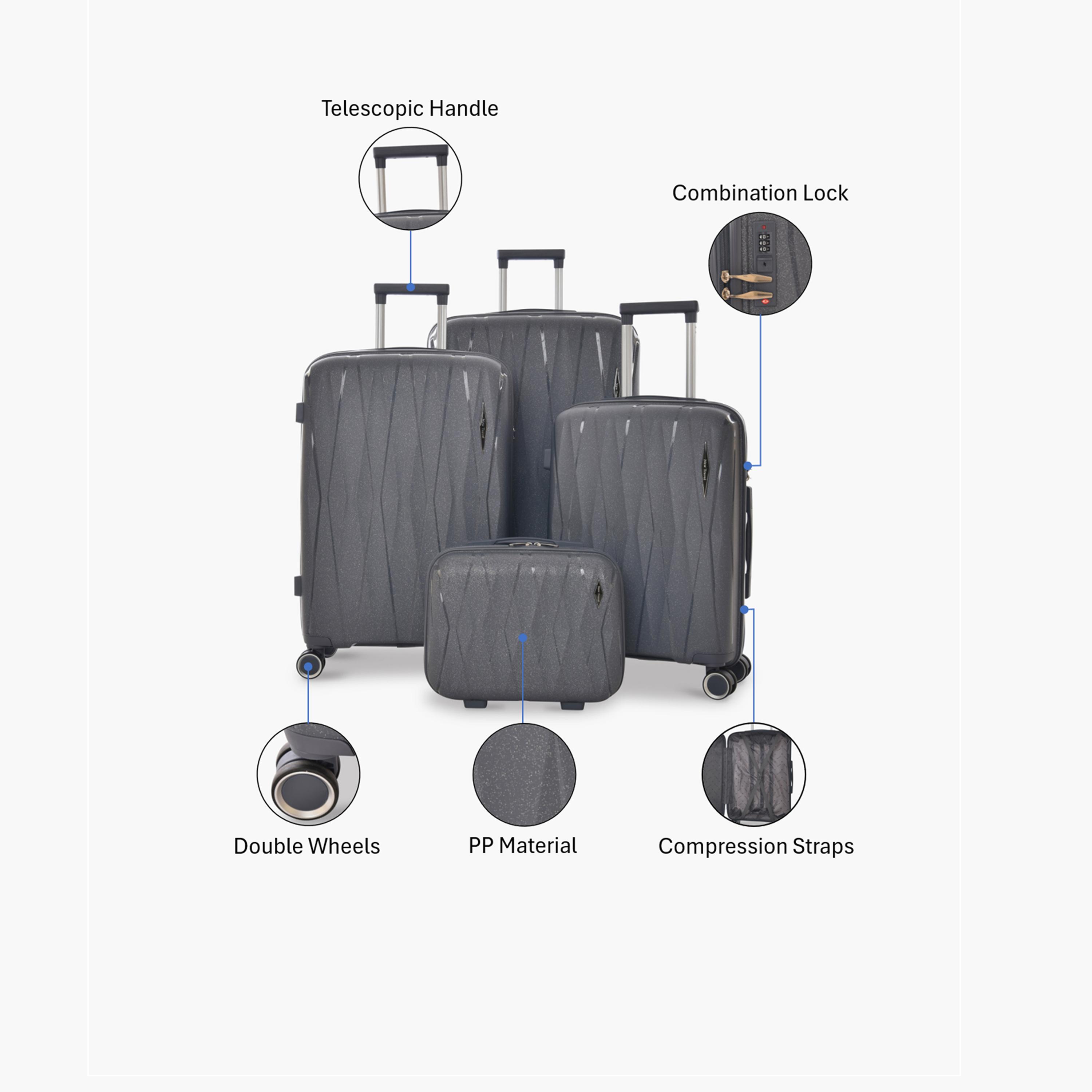 New Travel Set of 4 Polypropylene Hard-Sided 4-Wheeler Spinner Trolley Bags with Combination Lock-travel-luggagesandbags-luggage-image-2