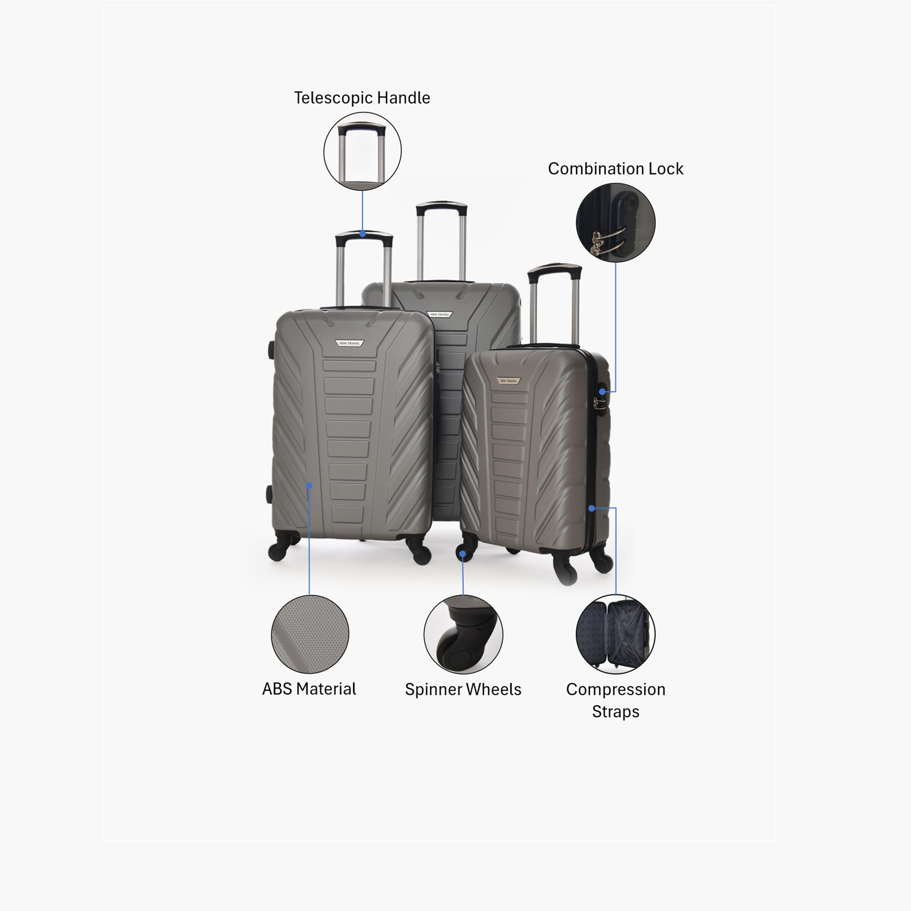 نيو ترافيل - طقم شنط سفر 3 قطع جوانب صلبة من مادة ABS بأربع عجلات دوارة وقفل برقم سري-travel-luggagesandbags-luggage-image-2