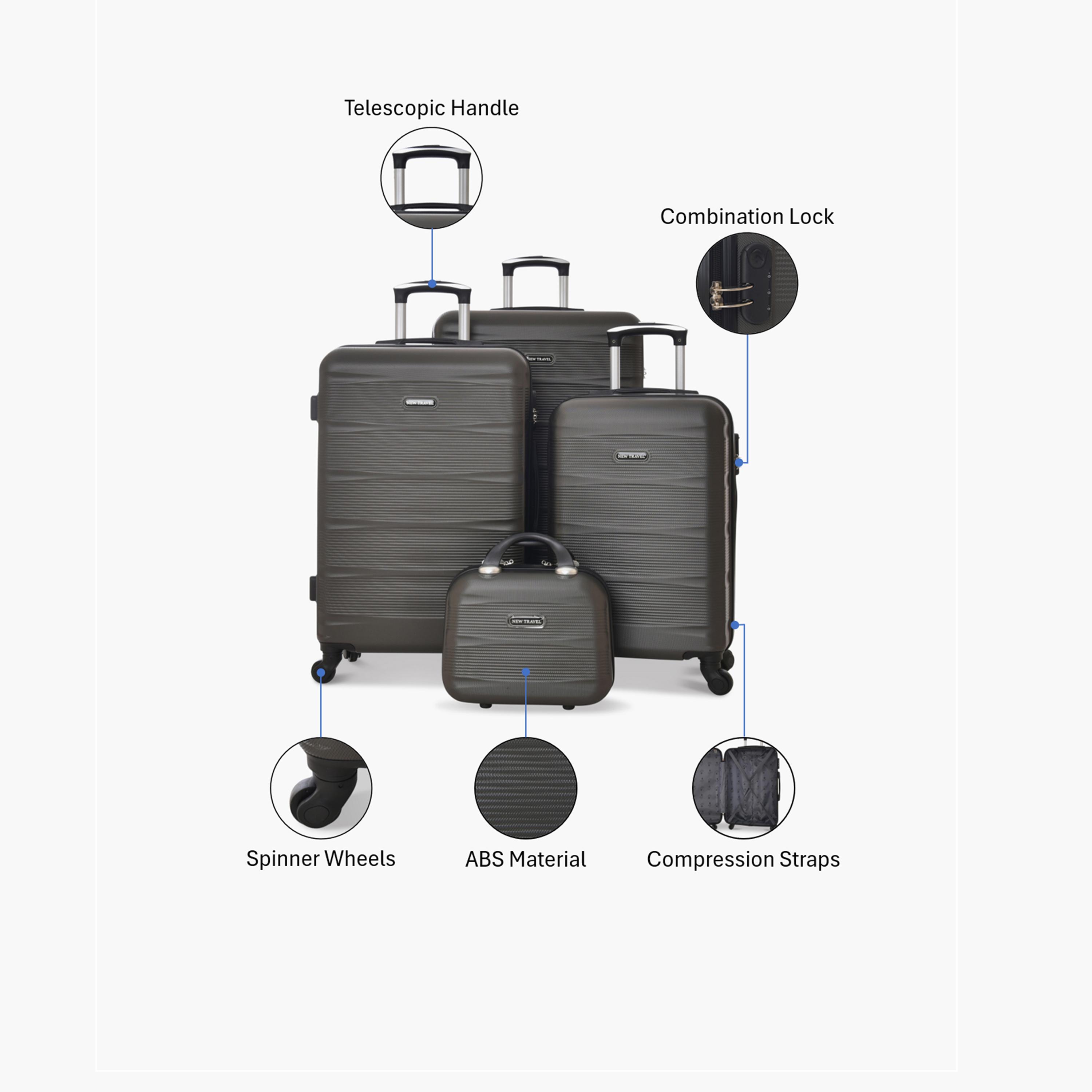 نيو ترافيل - طقم شنط سفر 4 قطع جوانب صلبة من مادة ABS بأربع عجلات دوارة وقفل برقم سري-travel-luggagesandbags-luggage-image-2