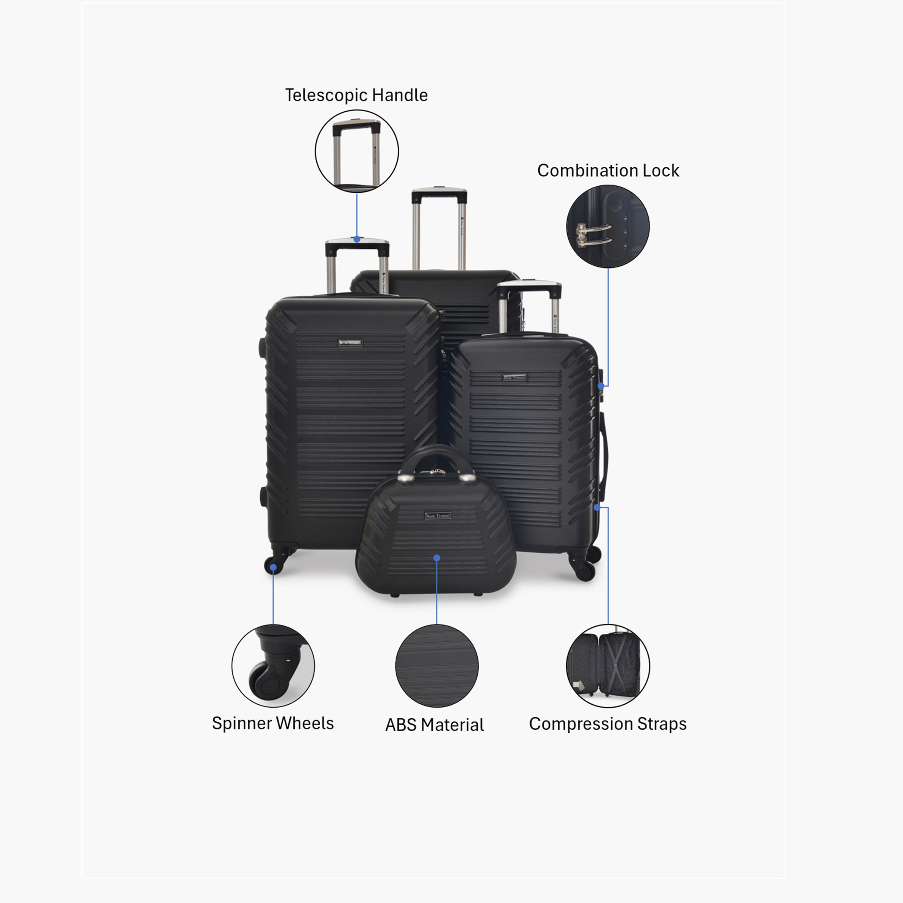 New Travel Set of 4 ABS Hard-Sided 4-Wheeler Spinner Trolley Bags with Combination Lock-travel-luggagesandbags-luggage-image-2