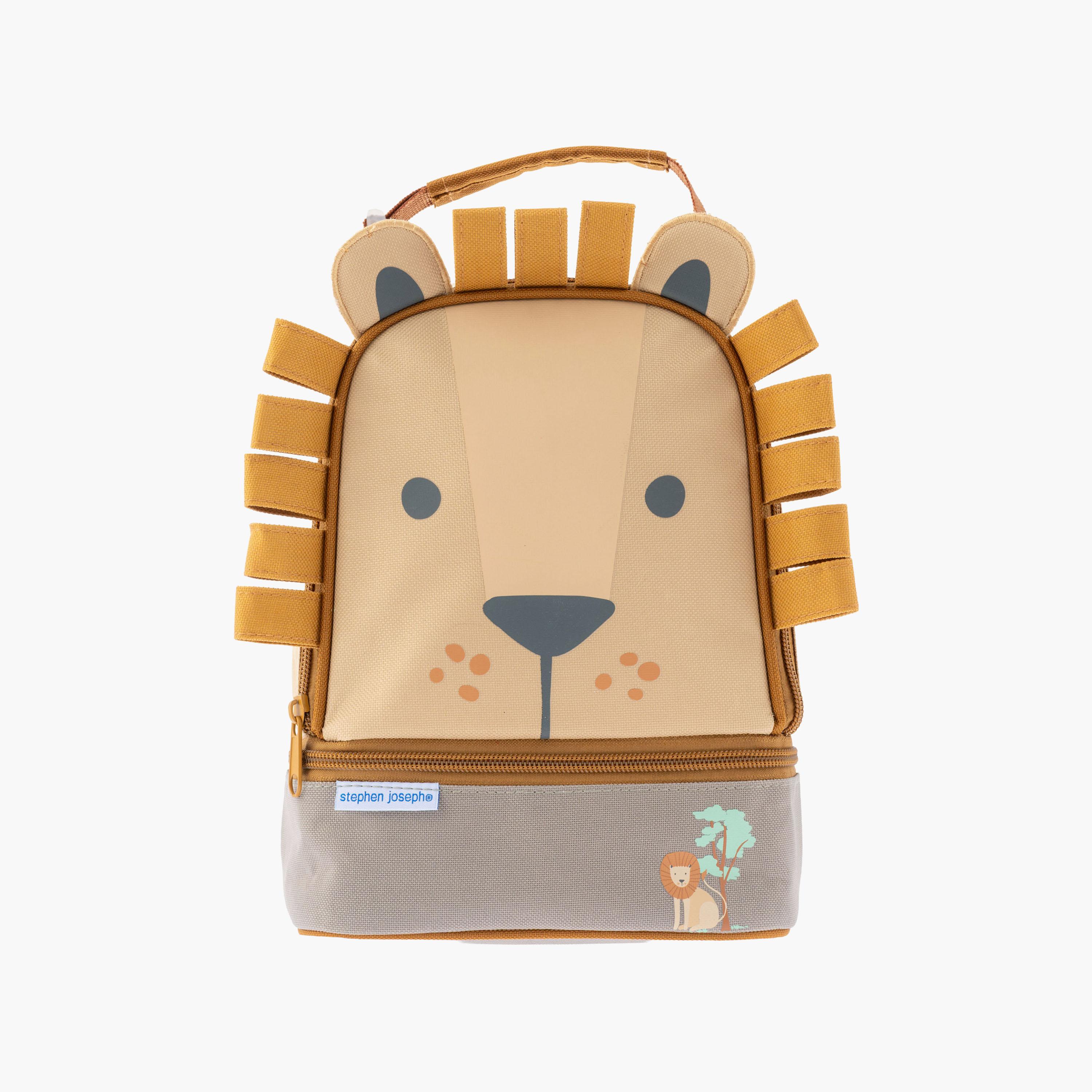 حقيبة غداء بنقشة أسد للأولاد من 3 إلى 5 سنوات مع قسمين من ستيفن جوزيف-school-lunchessentials-lunchbags-image-1