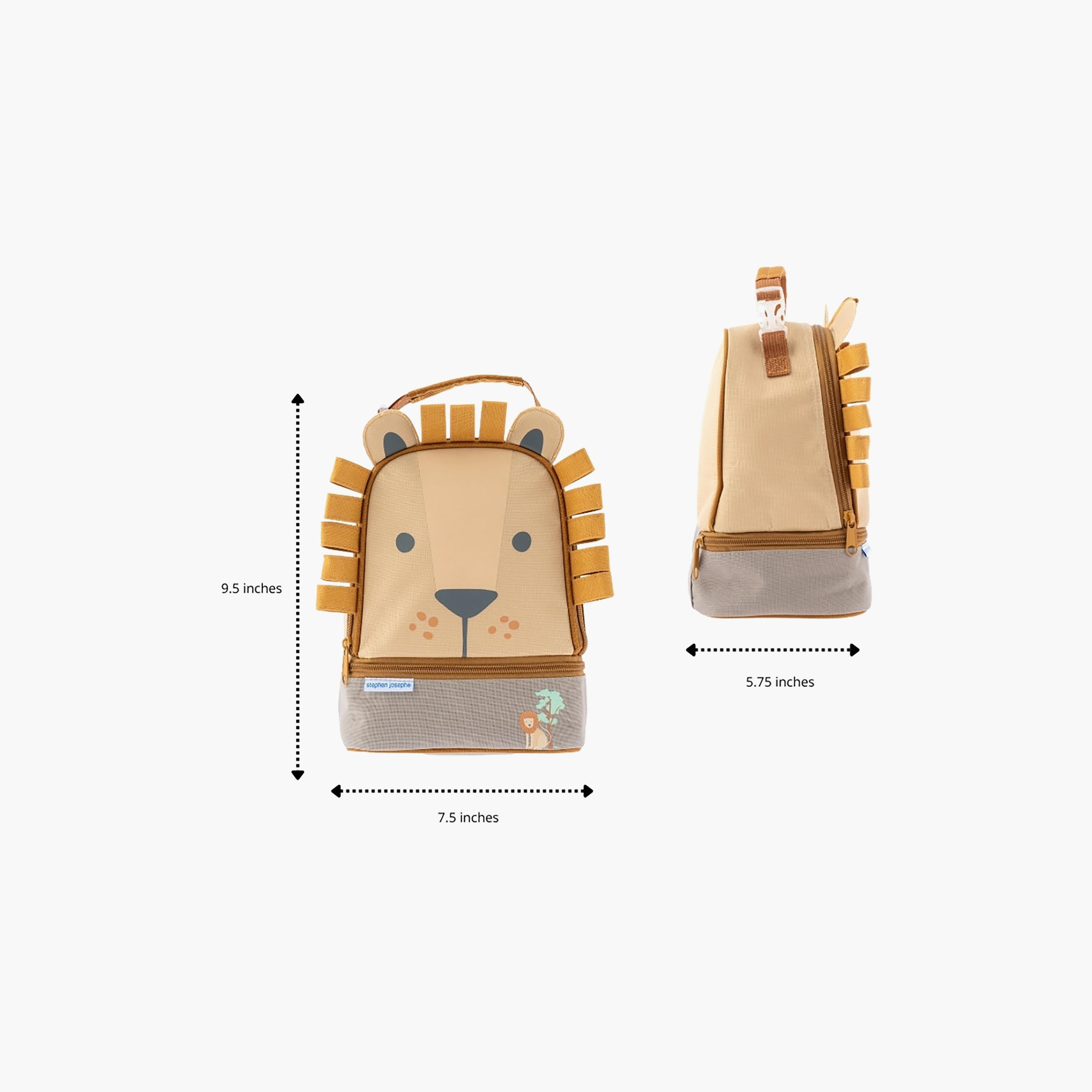 حقيبة غداء بنقشة أسد للأولاد من 3 إلى 5 سنوات مع قسمين من ستيفن جوزيف-school-lunchessentials-lunchbags-image-5