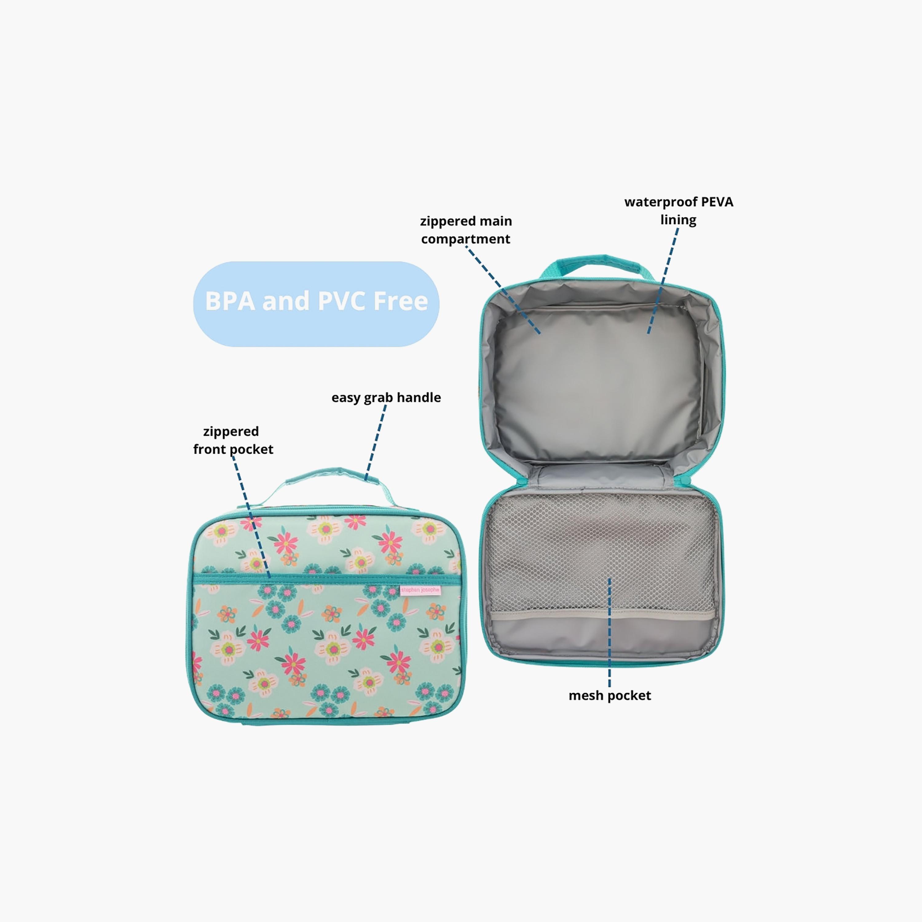 حقيبة غداء جونيور بنقشة زهور للبنات مع بطانة PEVA مقاومة للماء من ستيفن جوزيف-school-lunchessentials-lunchbags-image-4