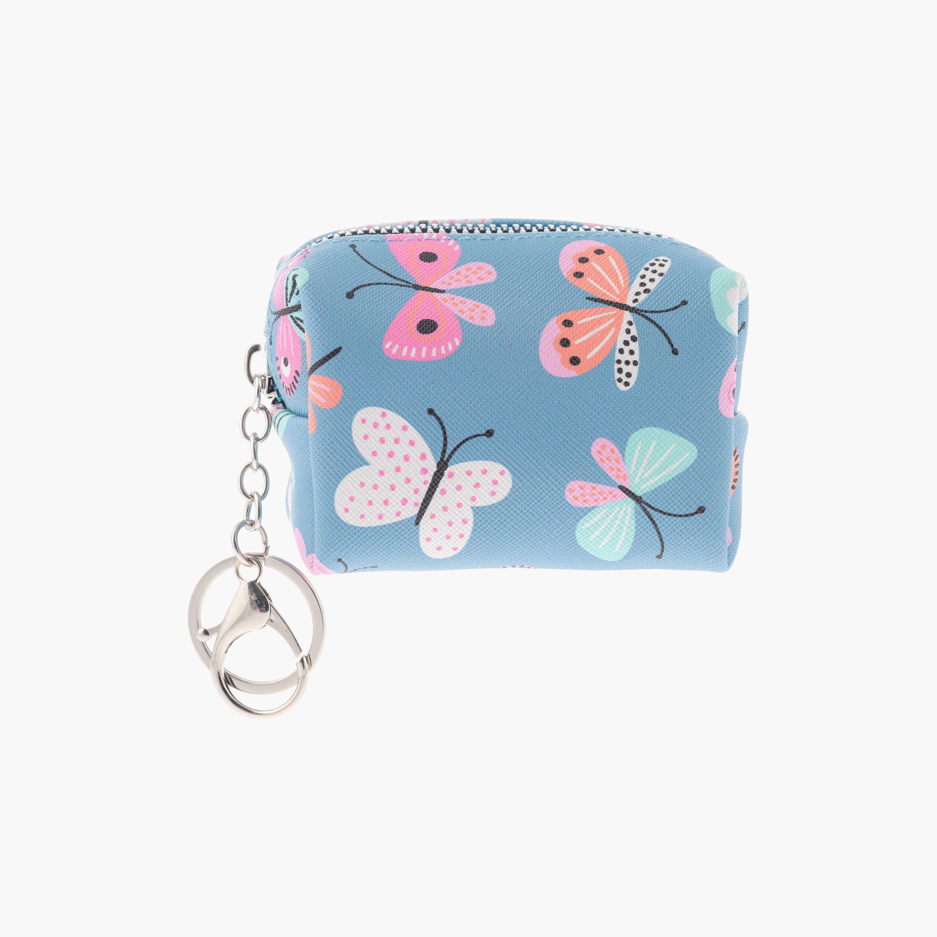 Stephen Joseph Butterfly Bag Charm Zipper Pouch for Girls 3-5 Yrs with Key Ring Clip-girls-accessories-bags-image-1