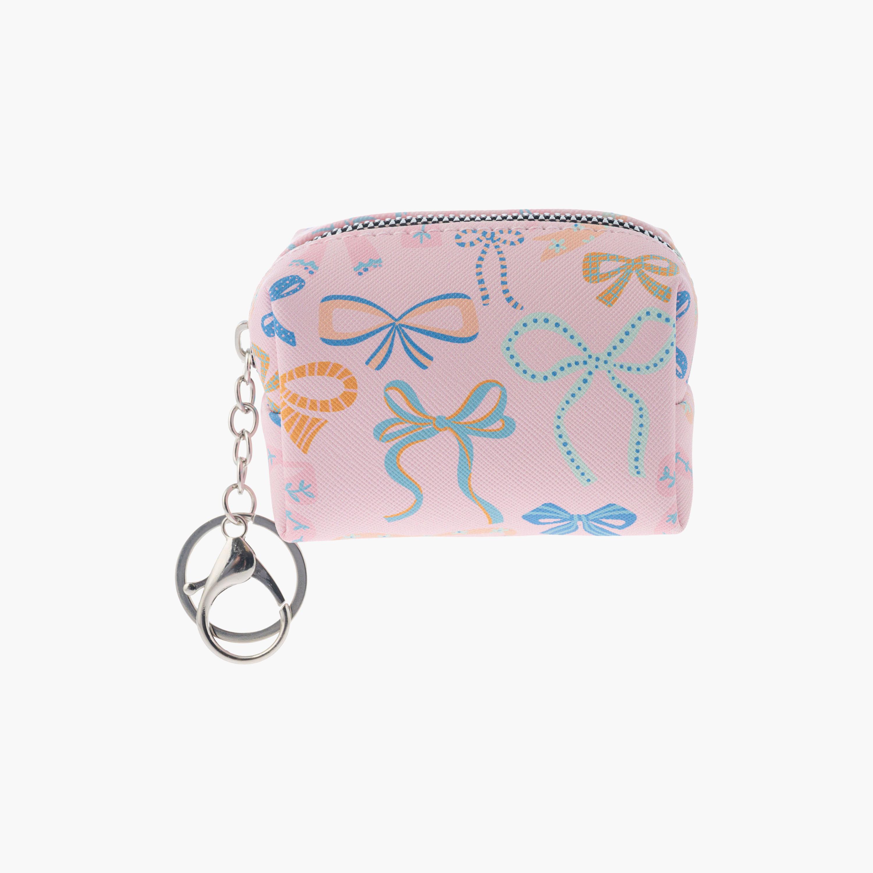 Stephen Joseph Bows Bag Charm Zipper Pouch for Girls 3-5 Yrs with Key Ring Clip-girls-accessories-bags-image-1