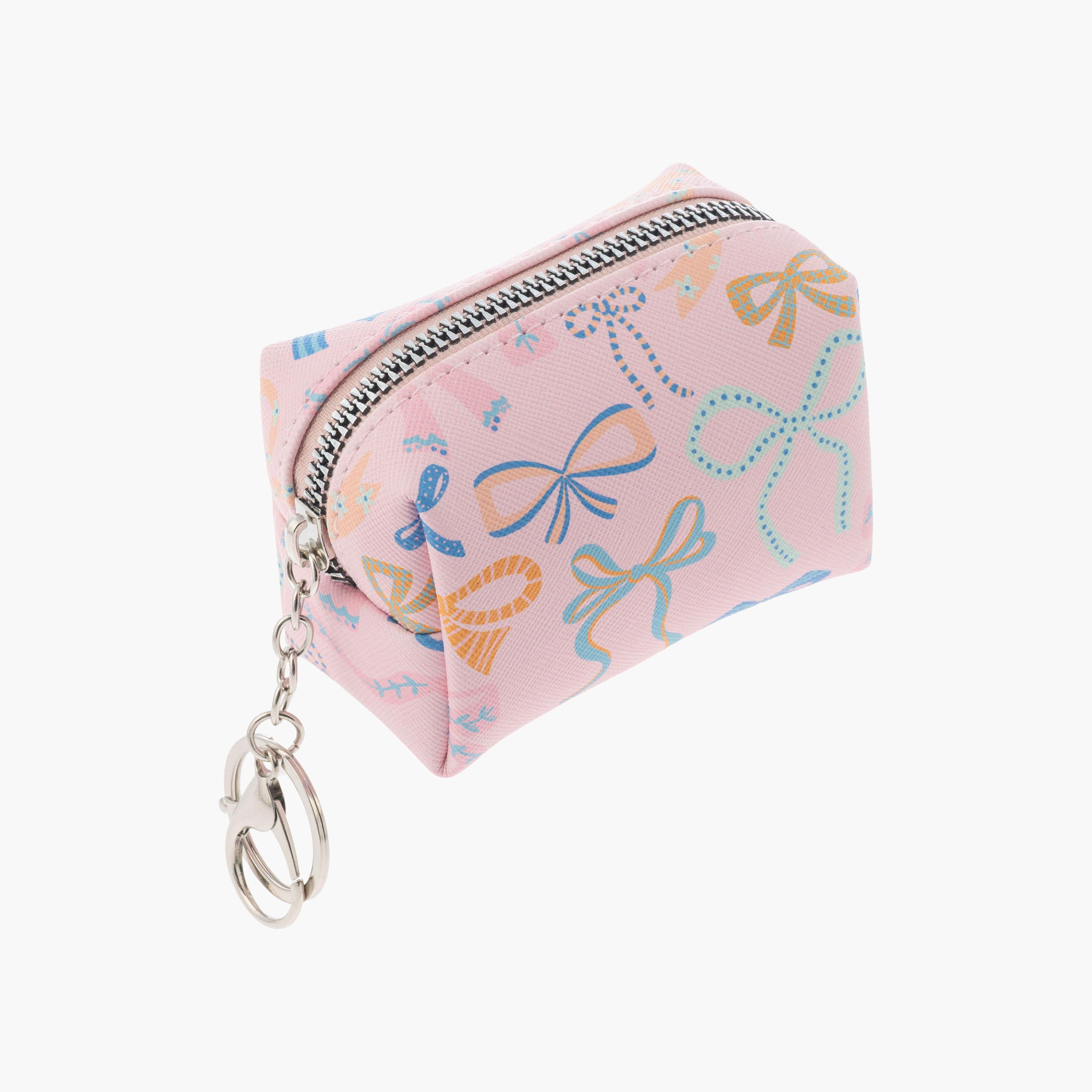 Stephen Joseph Bows Bag Charm Zipper Pouch for Girls 3-5 Yrs with Key Ring Clip-girls-accessories-bags-image-2