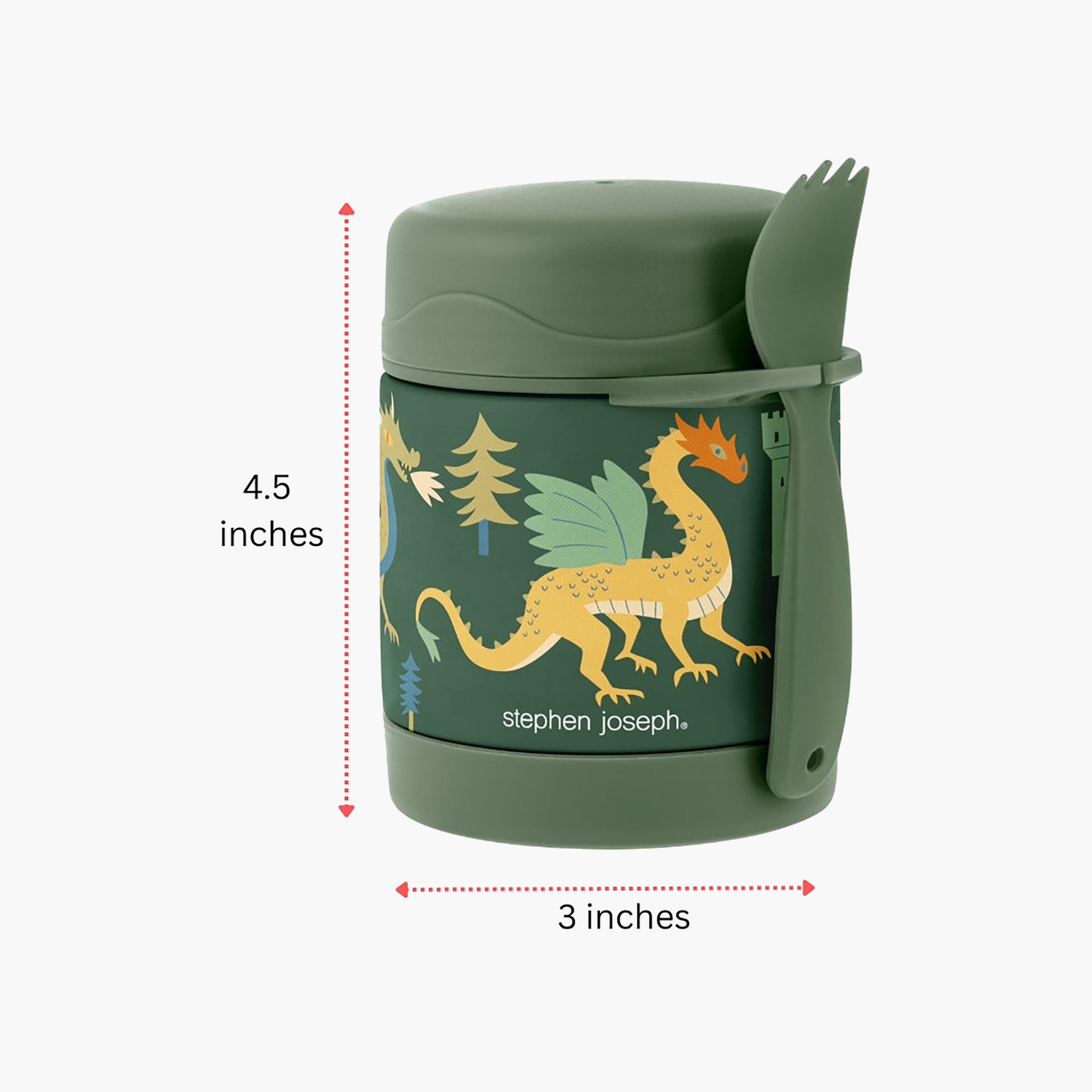 Stephen Joseph Dragon Insulated Food Jar for Boys with Spoon-school-lunchessentials-lunchboxes-image-2