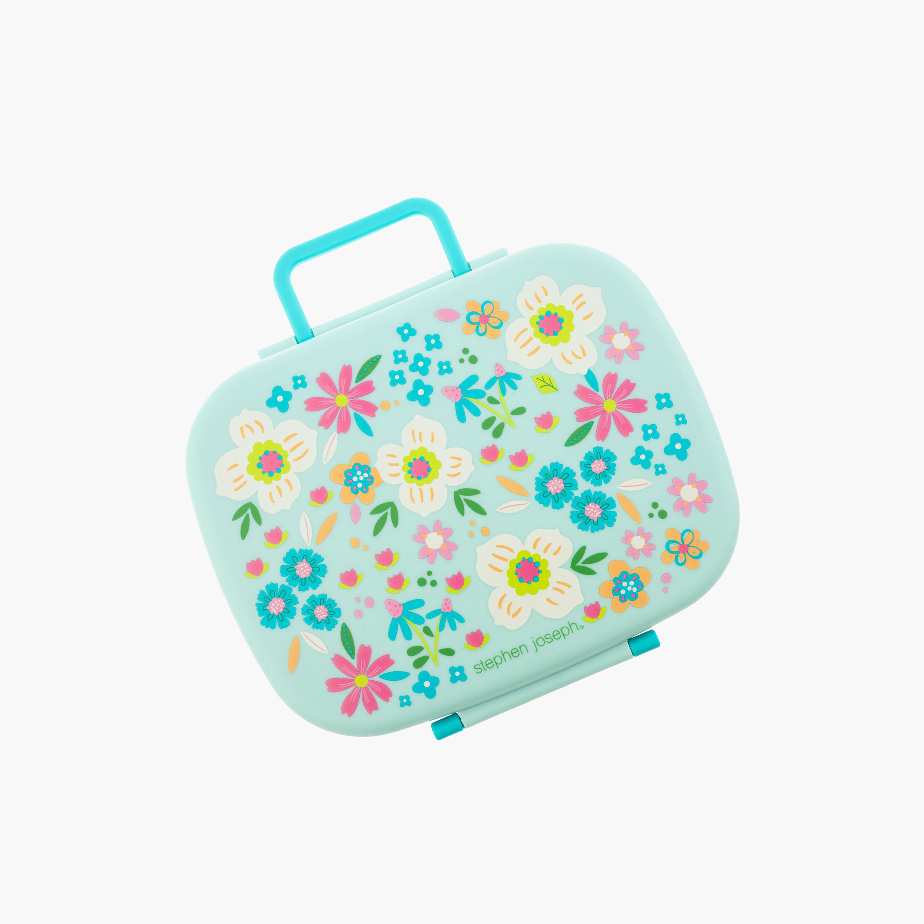 صندوق غداء بينتو بنقشة زهور للبنات مع صينية قابلة للإزالة من ستيفن جوزيف-school-lunchessentials-lunchboxes-image-1