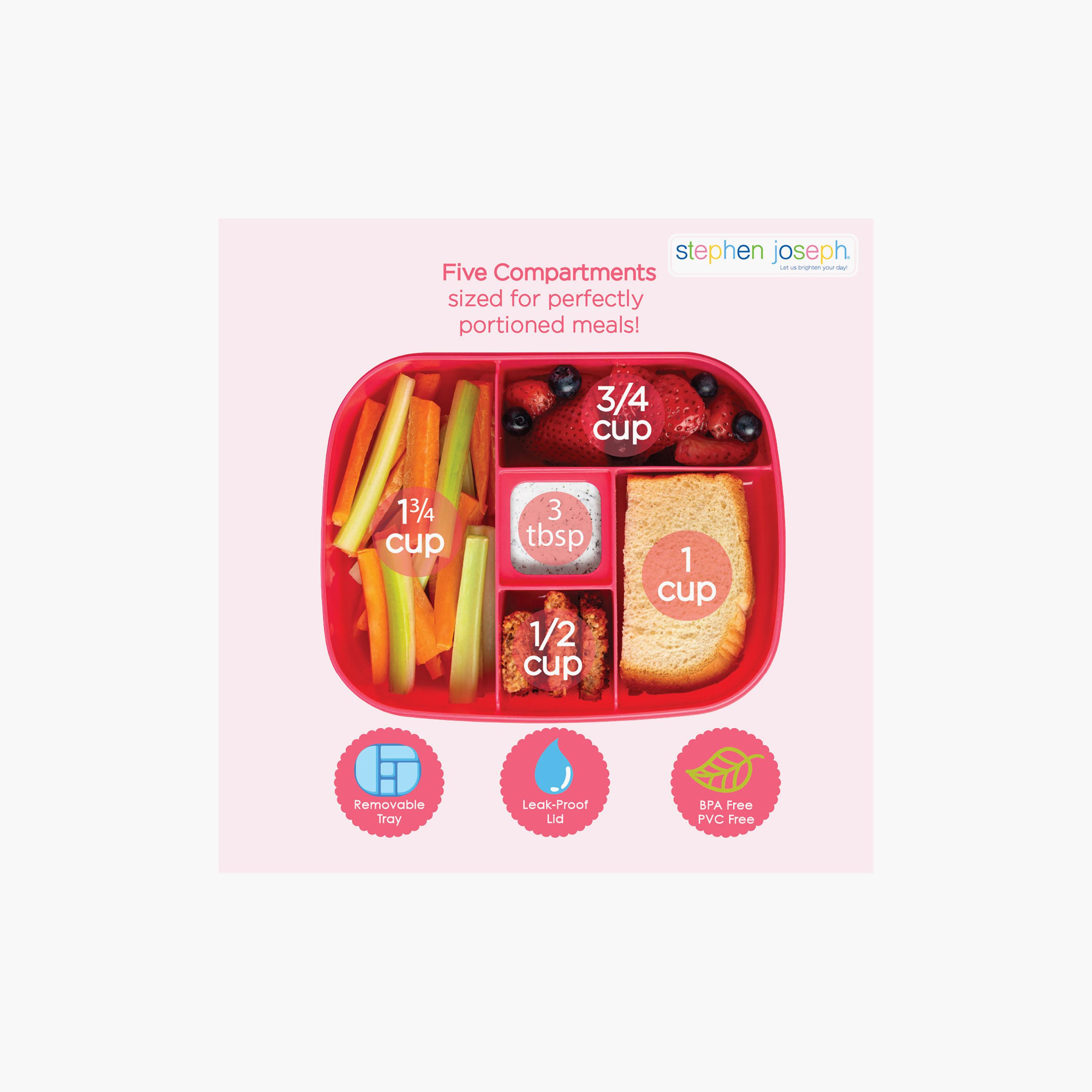 صندوق غداء بينتو بنقشة فراولة للبنات مع صينية قابلة للإزالة من ستيفن جوزيف-school-lunchessentials-lunchboxes-image-6
