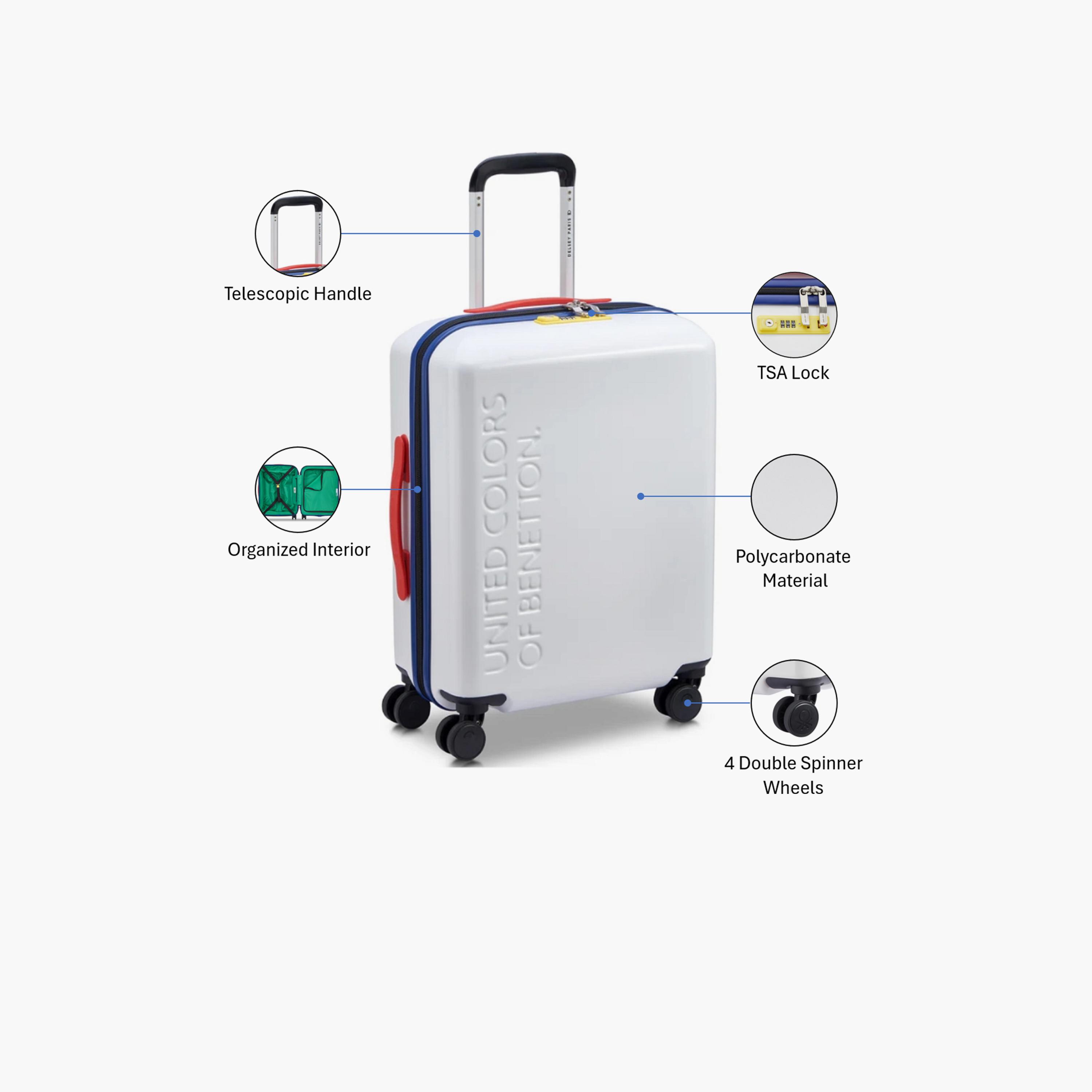 United Colors of Benetton by Delsey 55 CM Small Cabin Polycarbonate with ABS Hard-Sided 4-Wheeler Spinner Trolley Bag with TSA Lock-travel-luggagesandbags-luggage-image-3