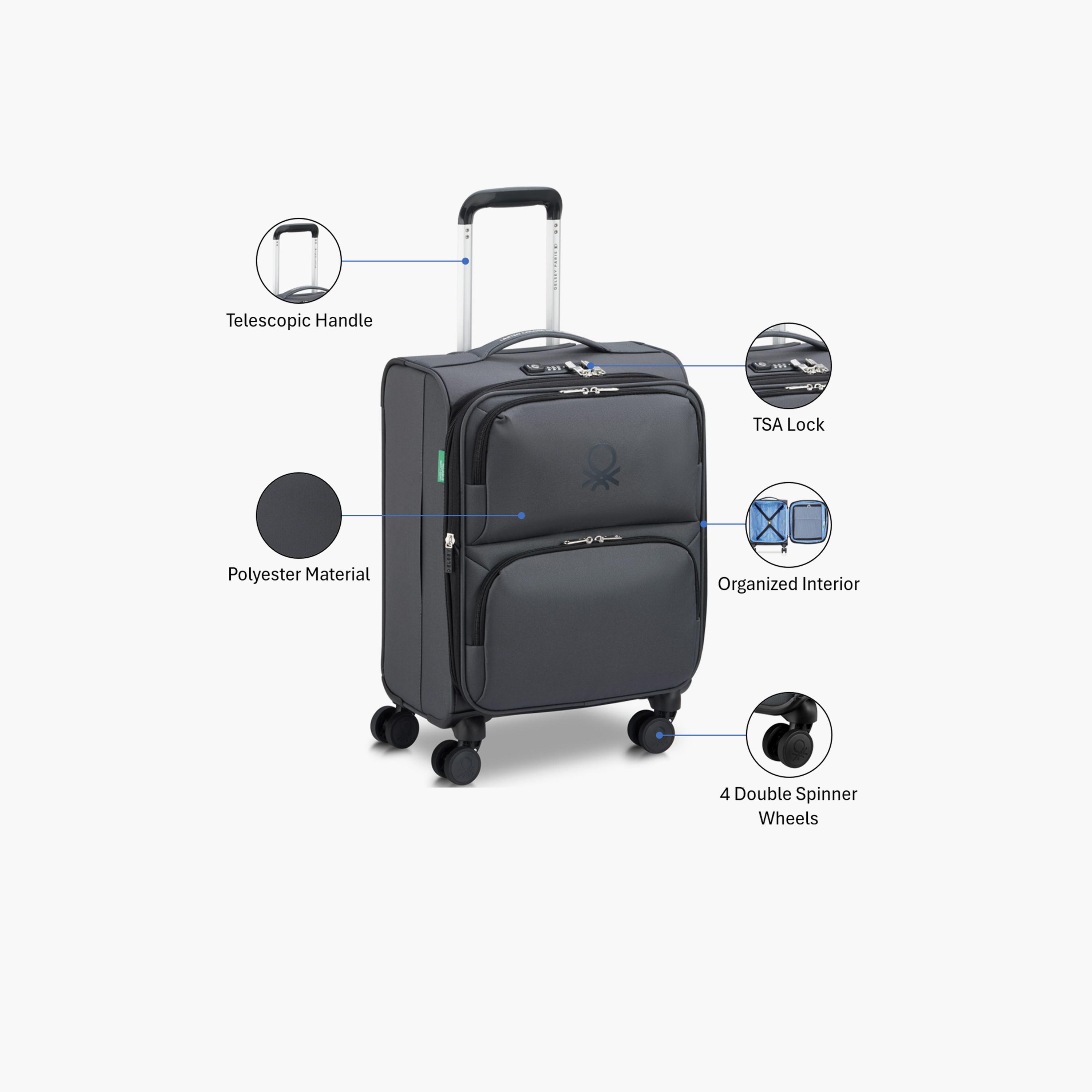 United Colors of Benetton by Delsey 56 CM Small Cabin Polyester Soft-Sided 4-Wheeler Spinner Trolley Bag with TSA Lock-travel-luggagesandbags-luggage-image-3