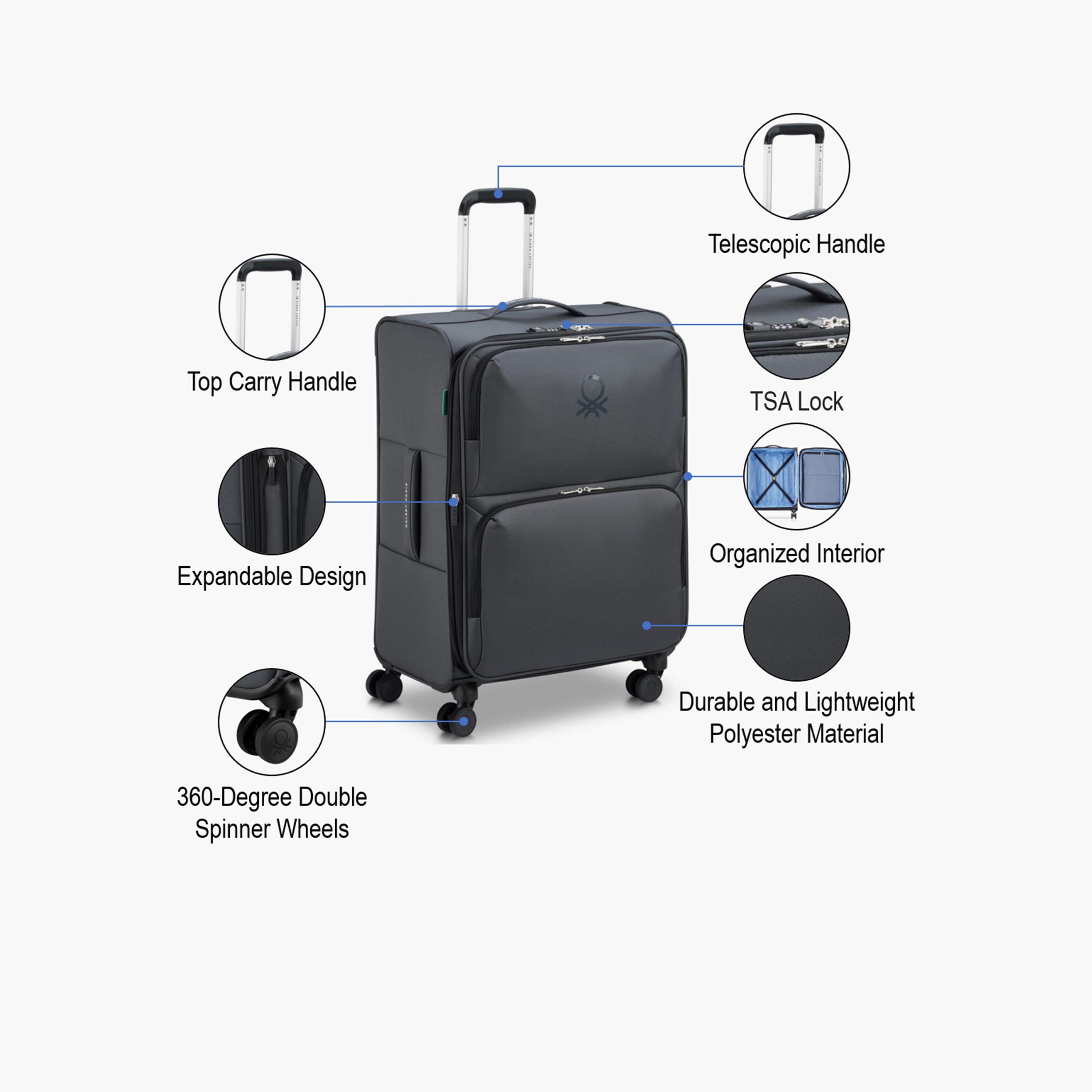 United Colors of Benetton by Delsey 69 CM Medium Check-in Polyester Soft-Sided 4-Wheeler Spinner Trolley Bag with TSA Lock-travel-luggagesandbags-luggage-image-3