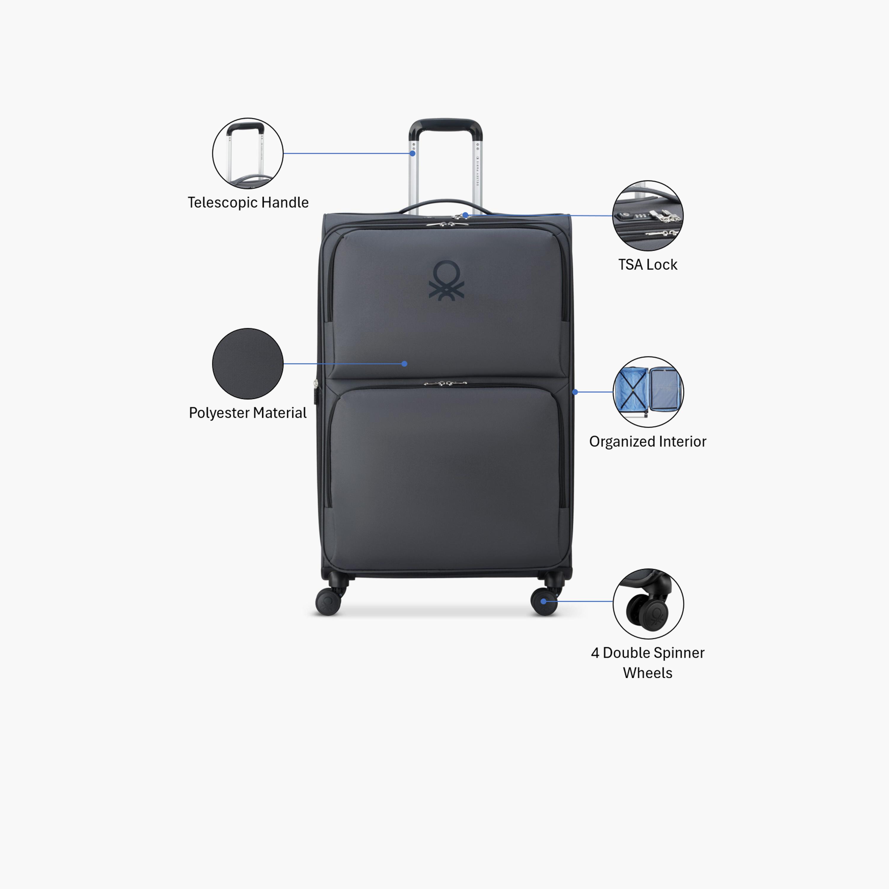 United Colors of Benetton by Delsey 81 CM Large Check-in Polyester Soft-Sided 4-Wheeler Spinner Trolley Bag with TSA Lock-travel-luggagesandbags-luggage-image-3