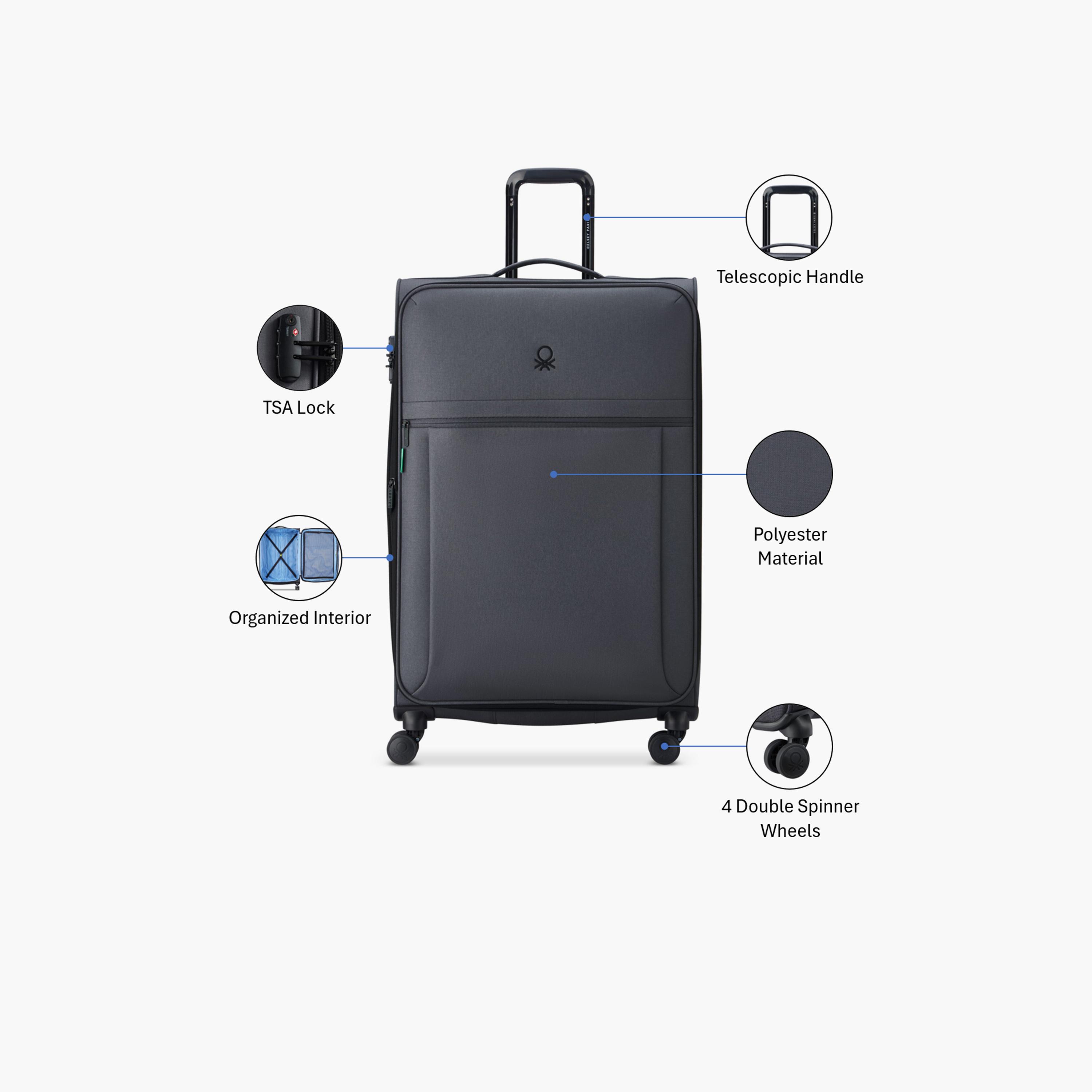 United Colors of Benetton by Delsey 69 CM Medium Check-in Polyester Soft-Sided 4-Wheeler Spinner Trolley Bag with TSA Lock-travel-luggagesandbags-luggage-image-3