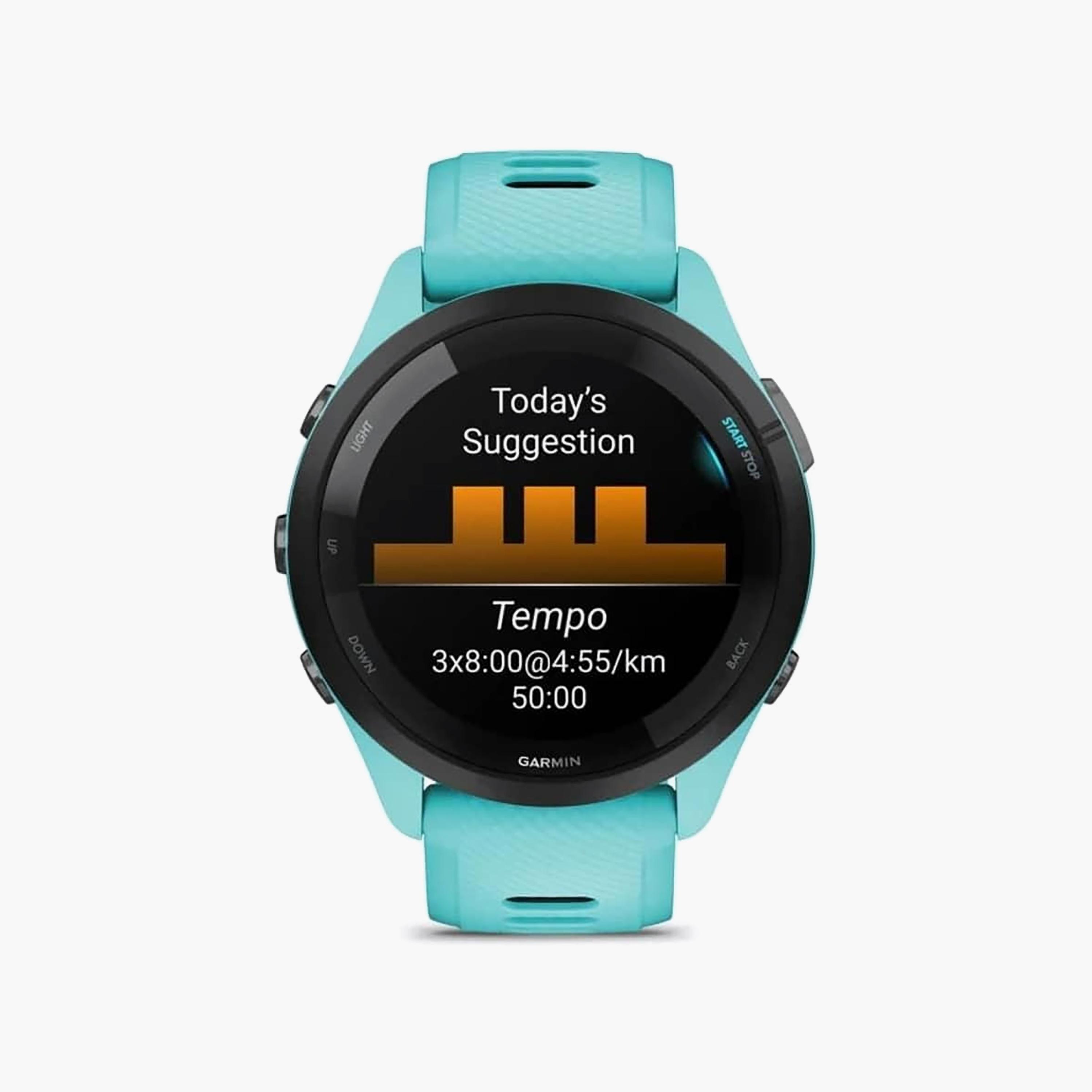 Garmin Forerunner 265 GPS Smartwatch Black Bezel with Aqua Case and Aqua/Black Band | 010-02810-12-men-watchesandjewellery-watches-image-1